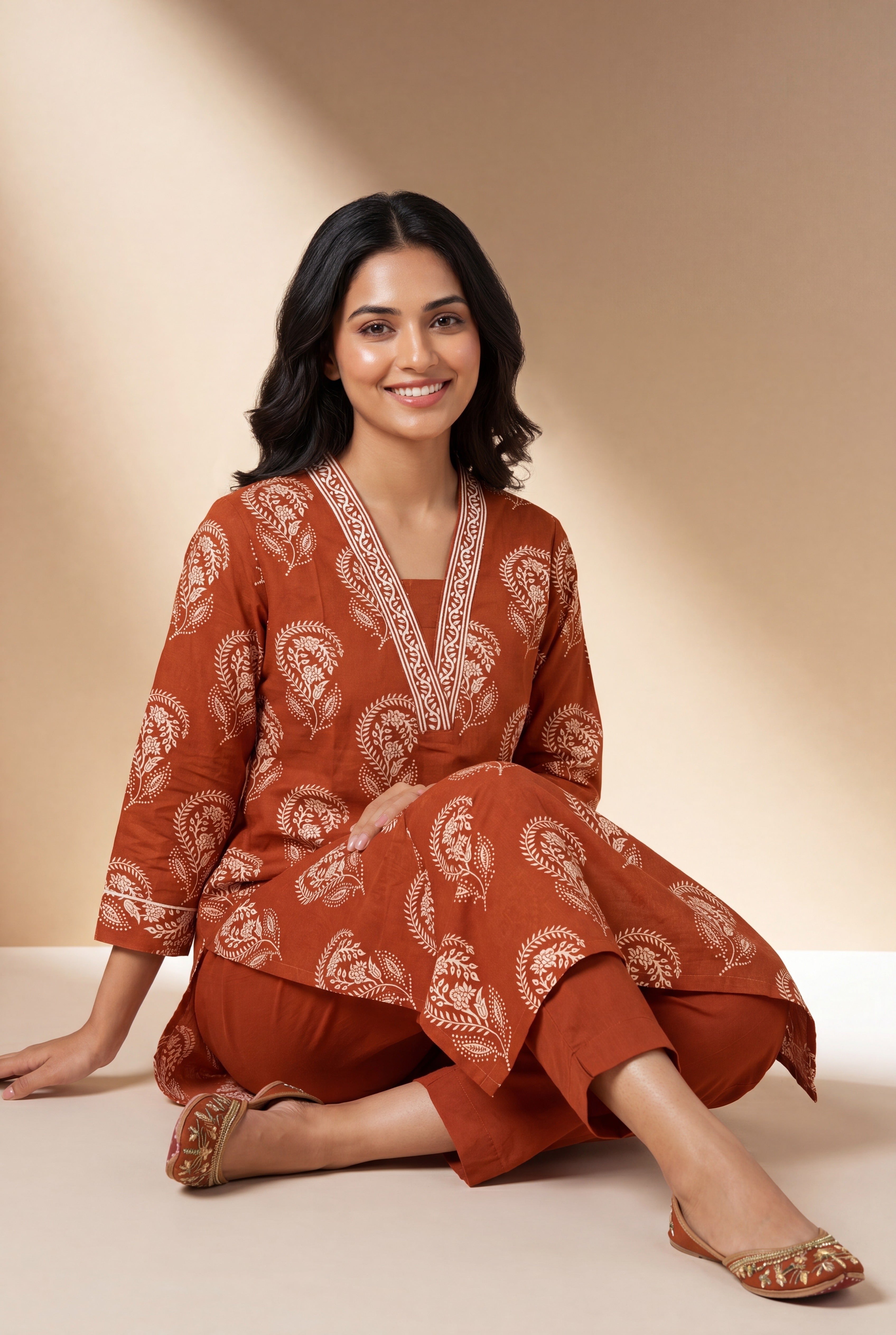 Rust Orange Kisalaya Kurti