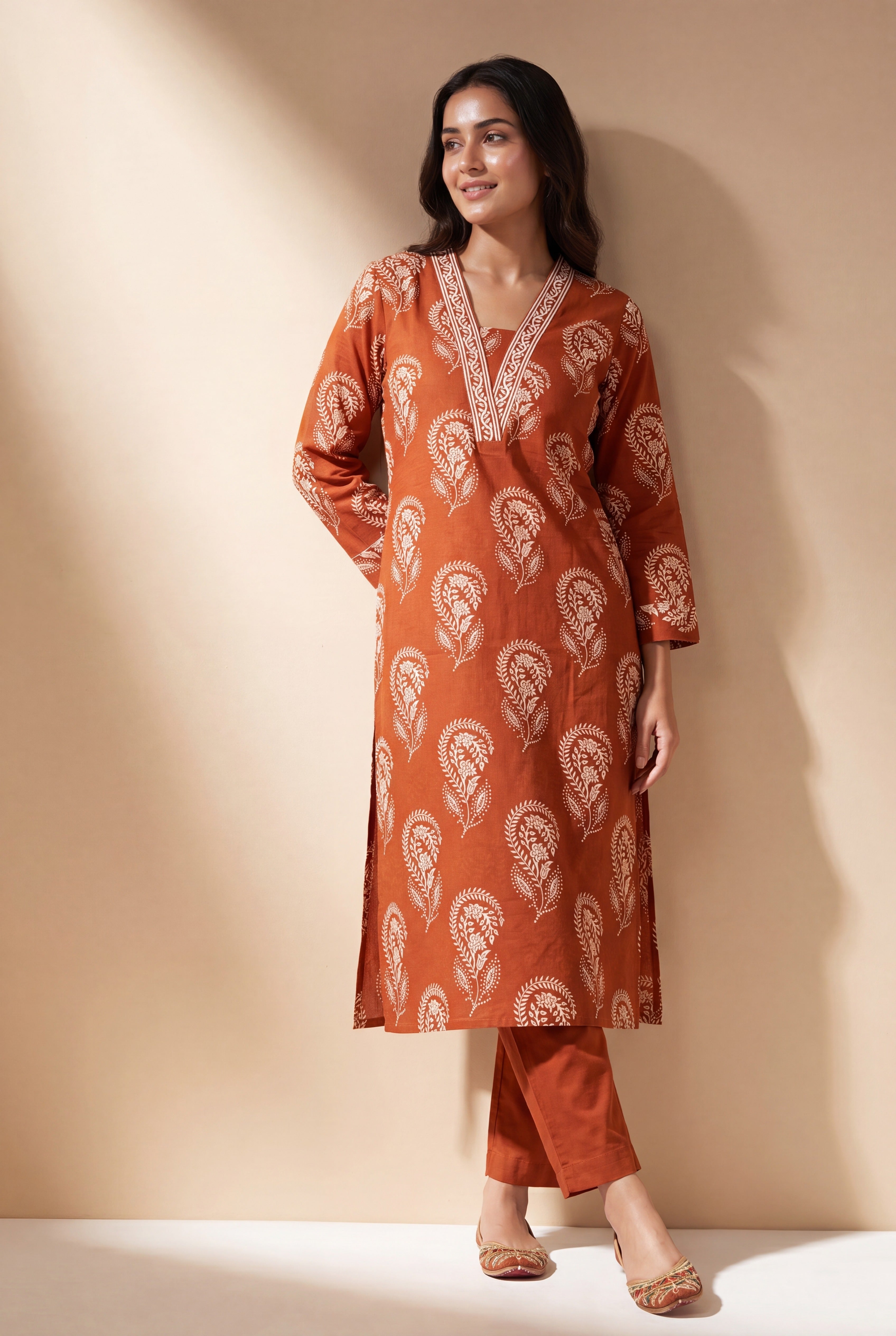 Rust Orange Kisalaya Kurti