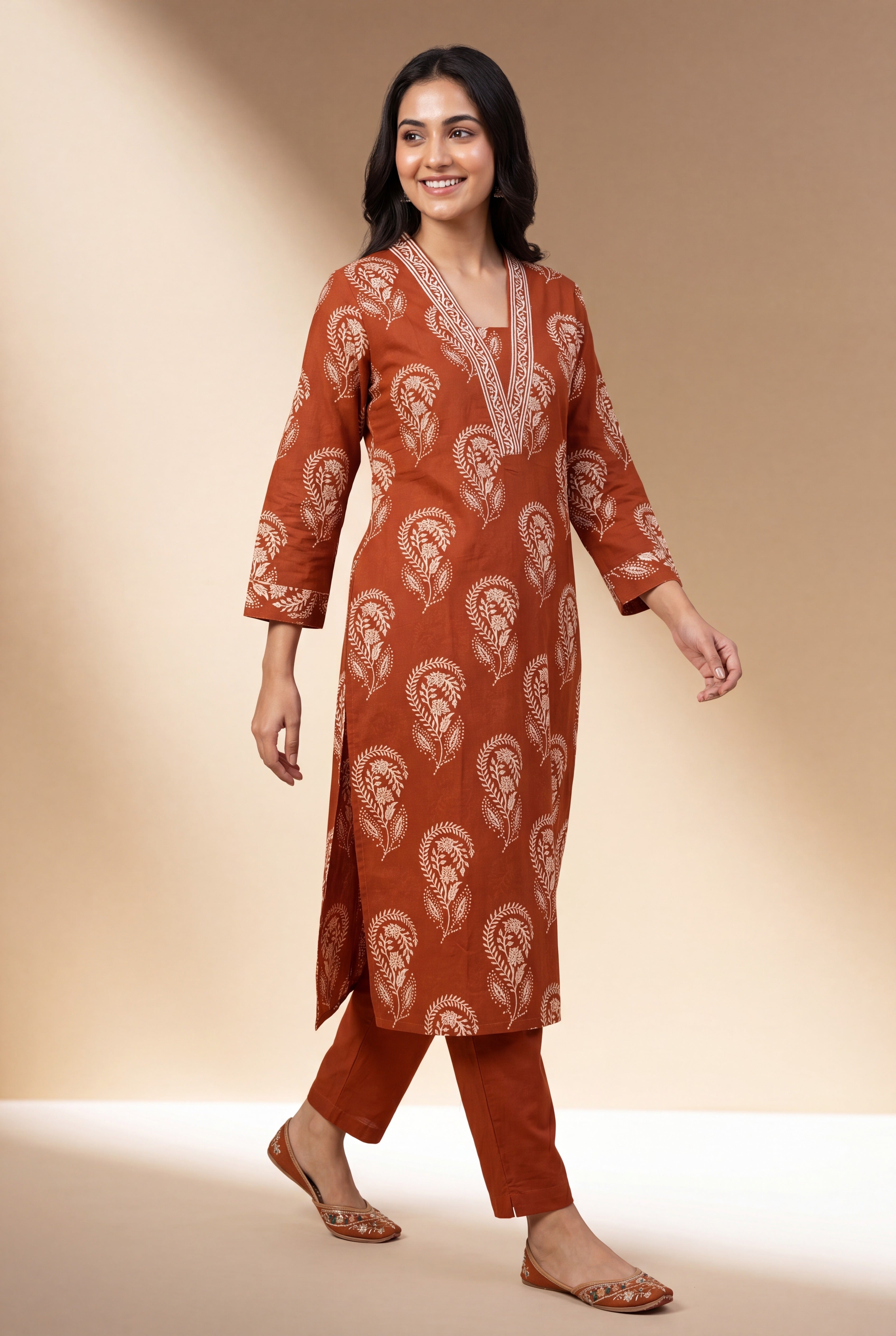Rust Orange Kisalaya Kurti