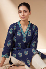 Sapphire Blue Āmralekhā Cotton Kurti