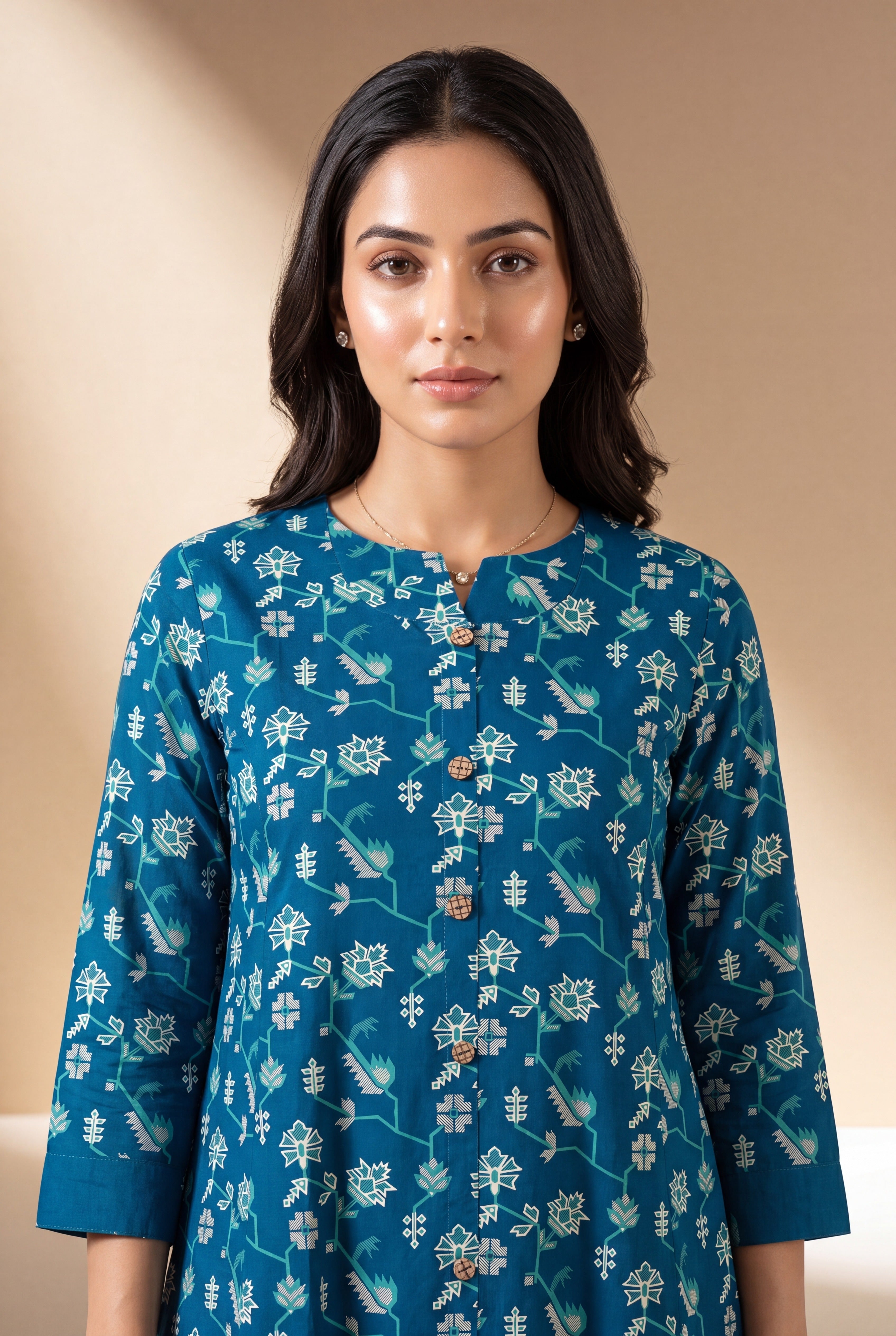 Sapphire Blue Aranya Co-ord Set with Asawali Print