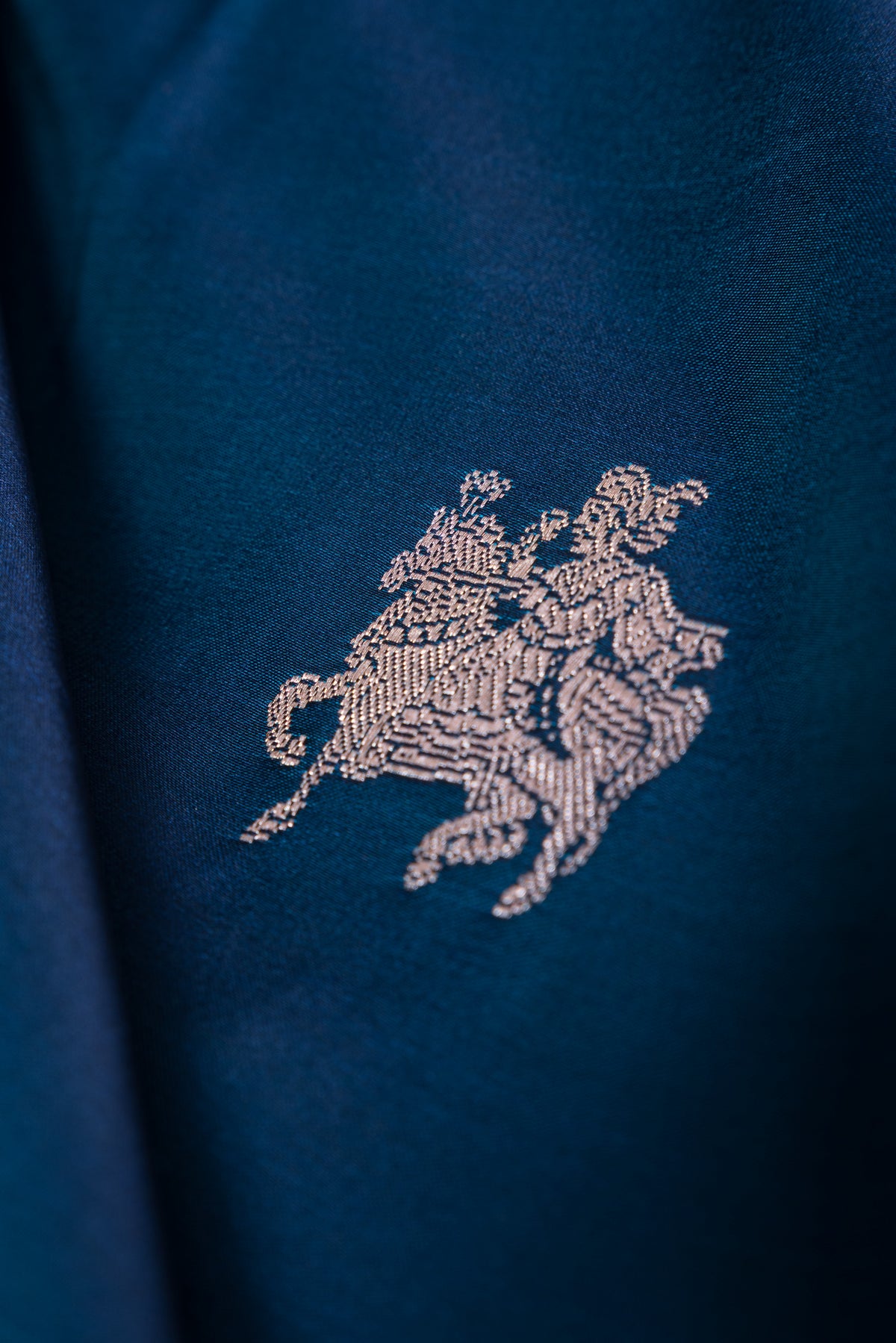 Sapphire Blue Katan Silk Banarasi Saree with Silver Zari Baluchari border