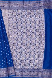 Sapphire Blue Soft Silk Banarasi Saree with Gold Zari Suvarṇa Padma Pallu