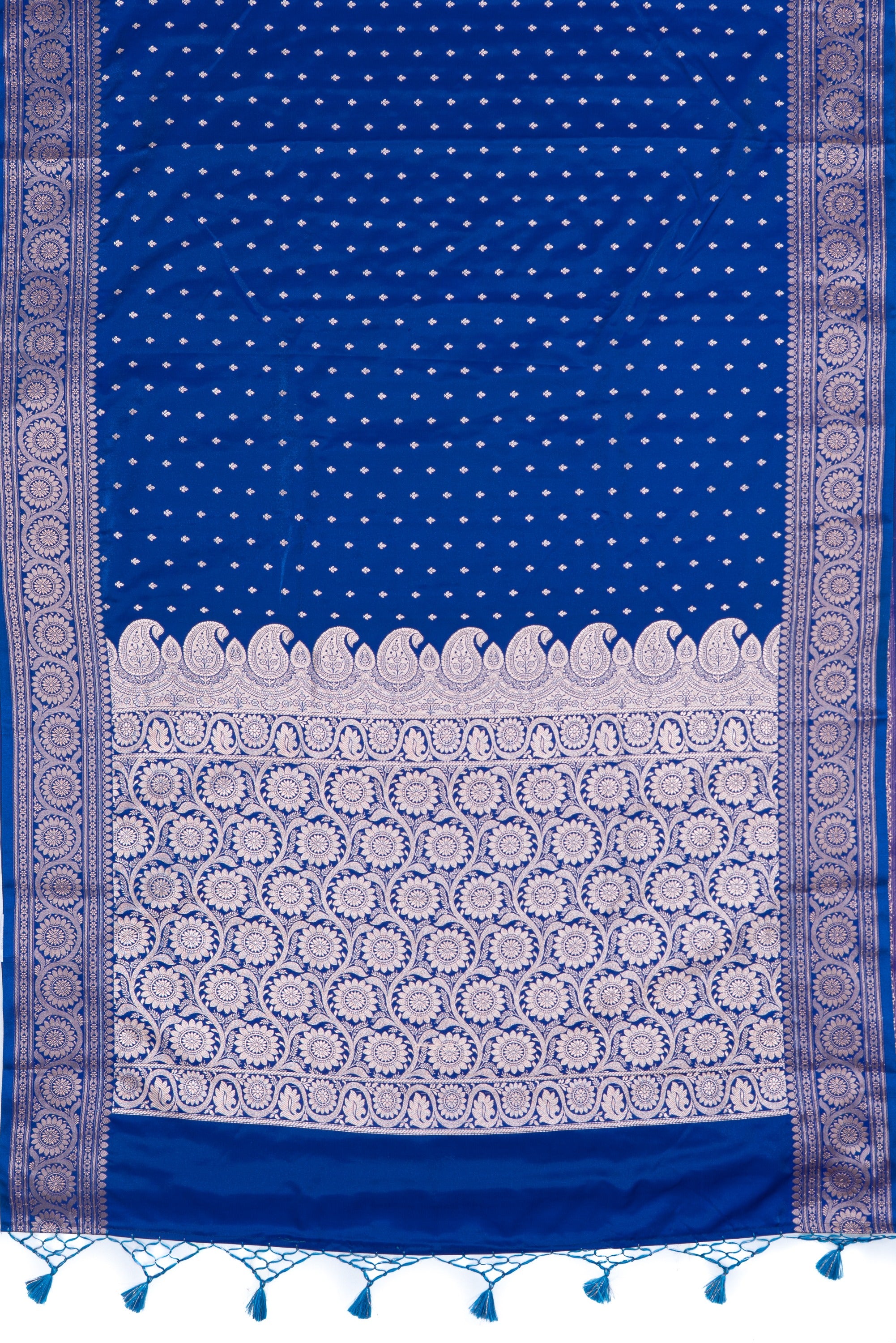 Sapphire Blue Soft Silk Banarasi Saree with Gold Zari Suvarṇa Padma Pallu