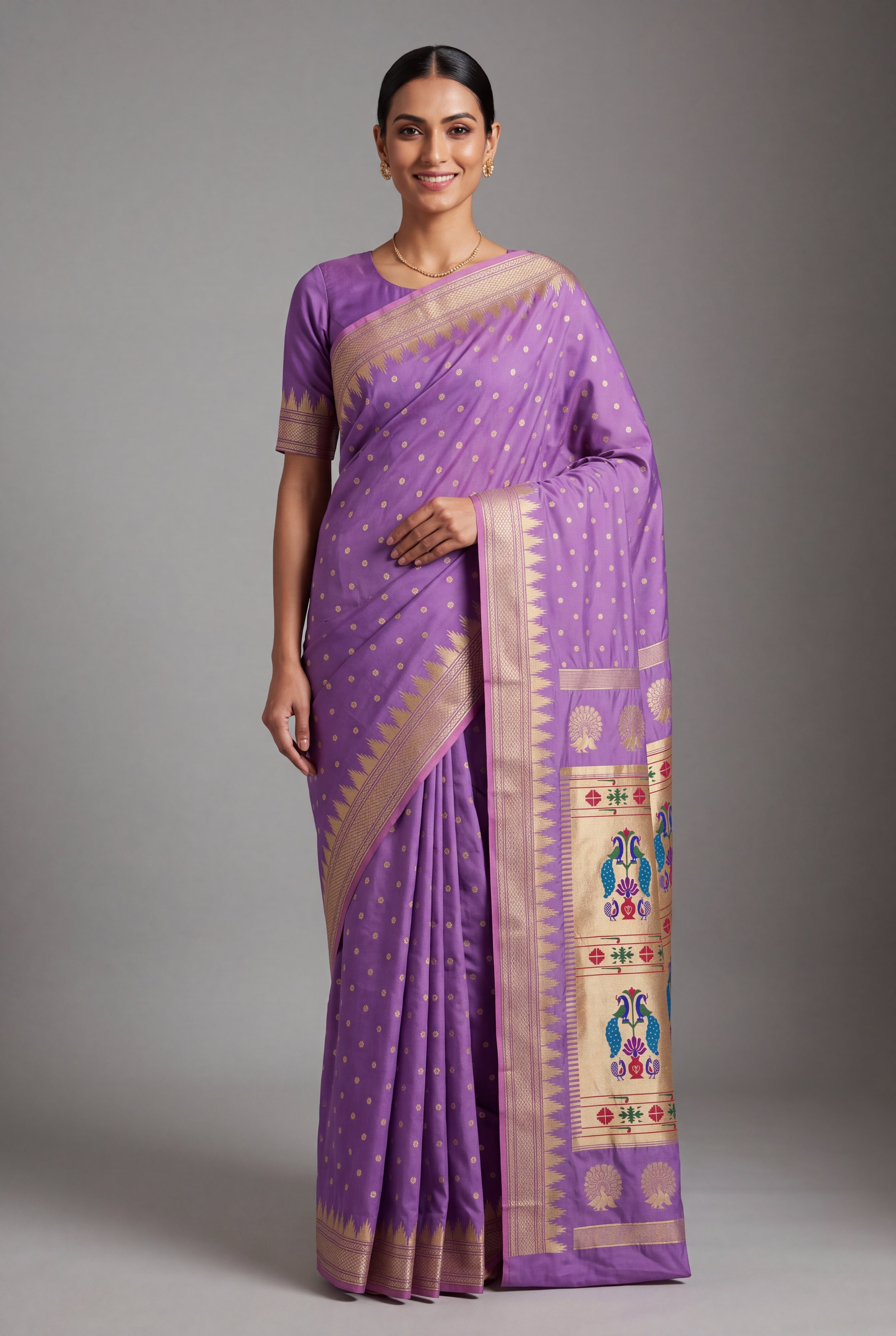 Purple Katan Silk Paithani Saree with Irkal border