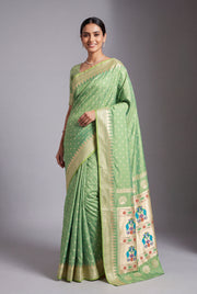 Green Katan Silk Paithani Saree with Irkal border