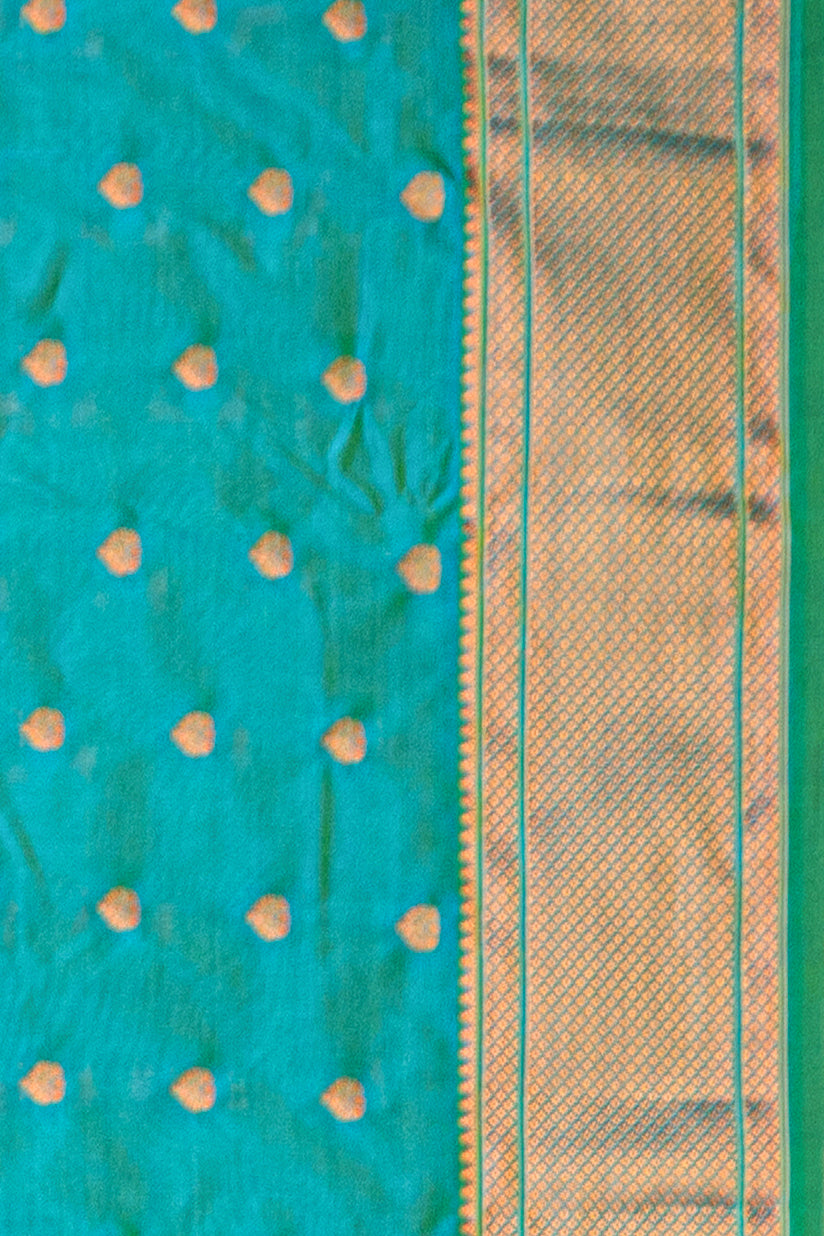 Turquoise Apurva Silk Paithani Saree with Chattai border