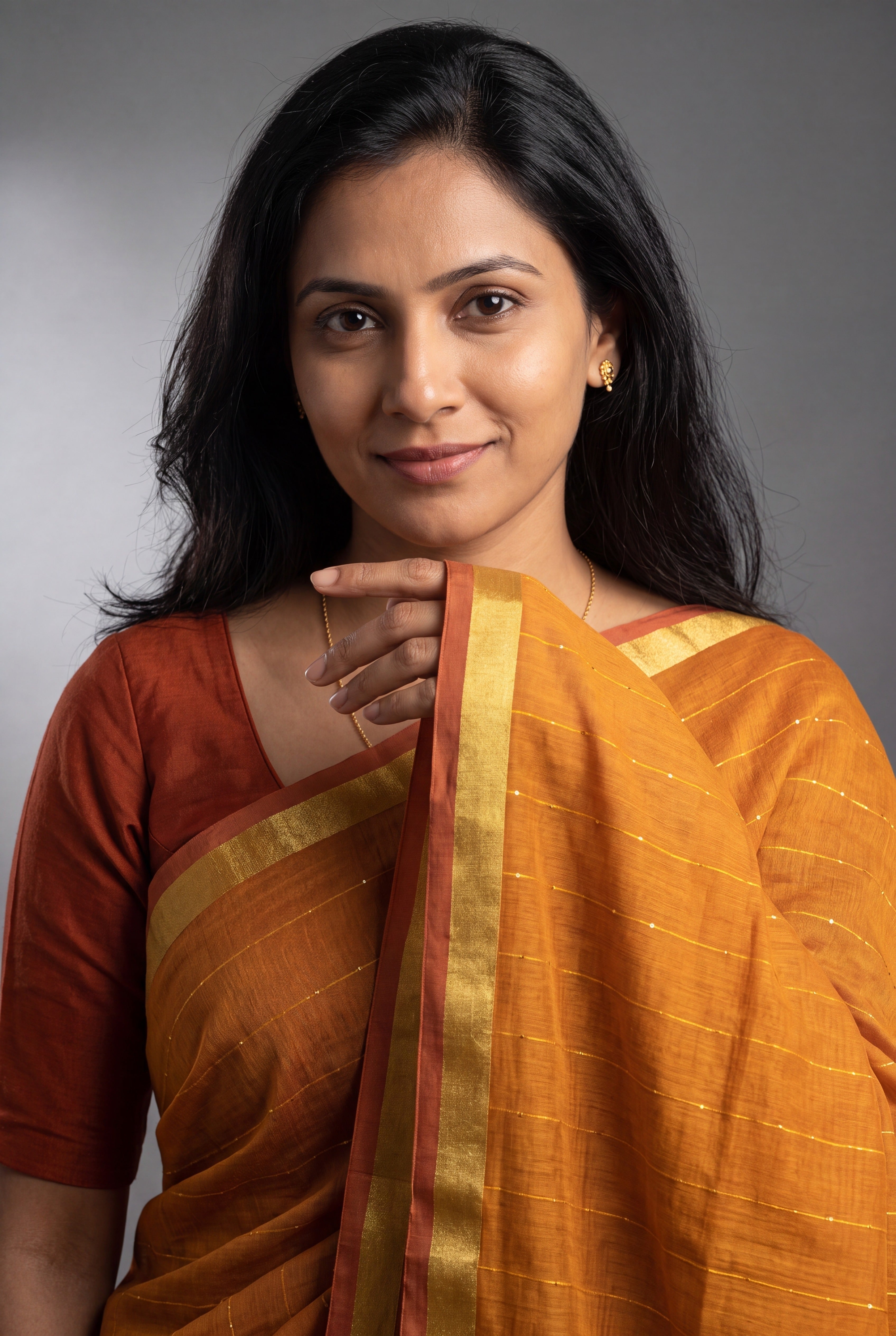 Sunset Orange Jamdhani Cotton Paithani with Tarumayūra Pallu and Lakdipatta border