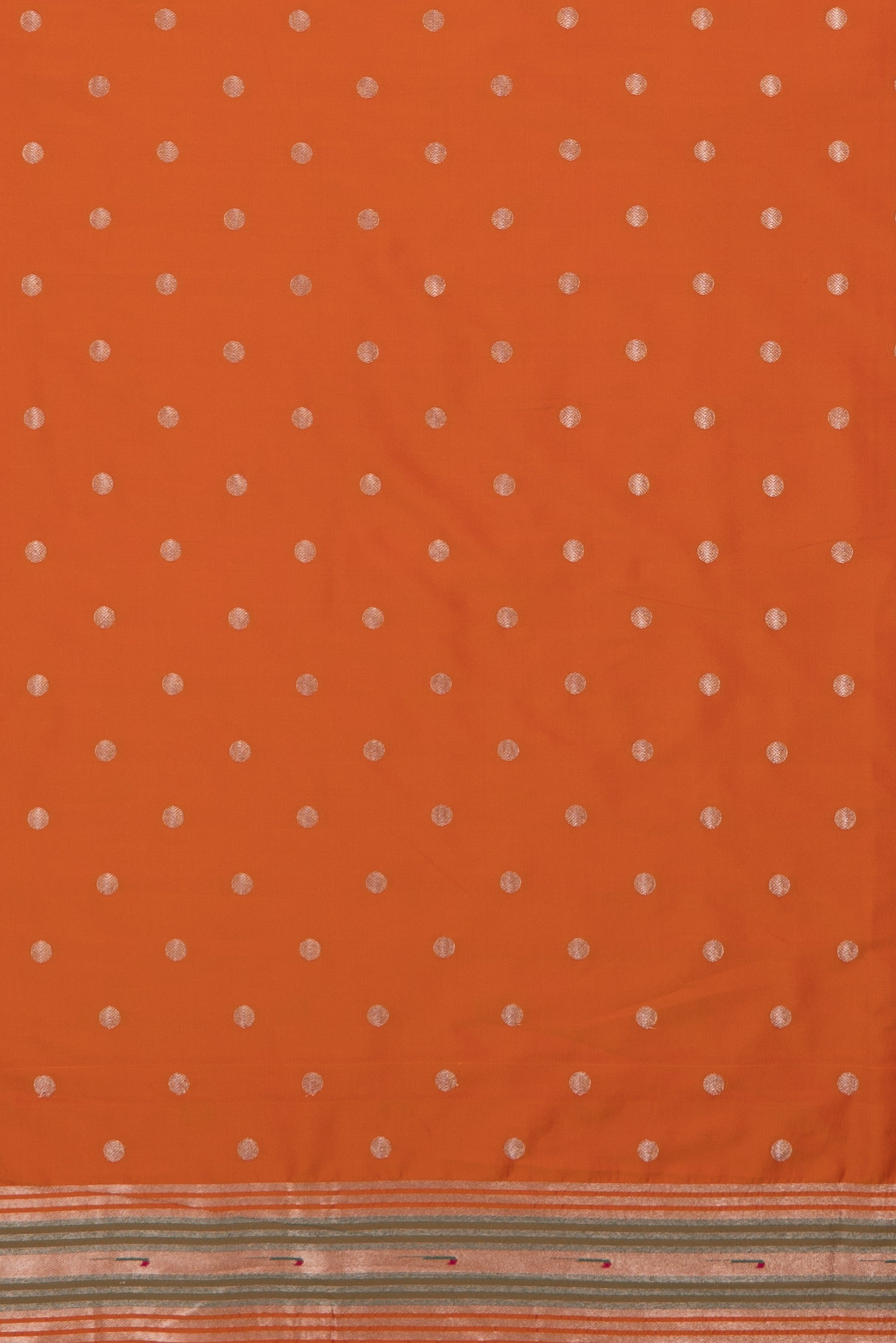 Sunset Orange Katan Silk Paithani Saree with Padma–Śuka–Mayūra Pallu and Zari butti