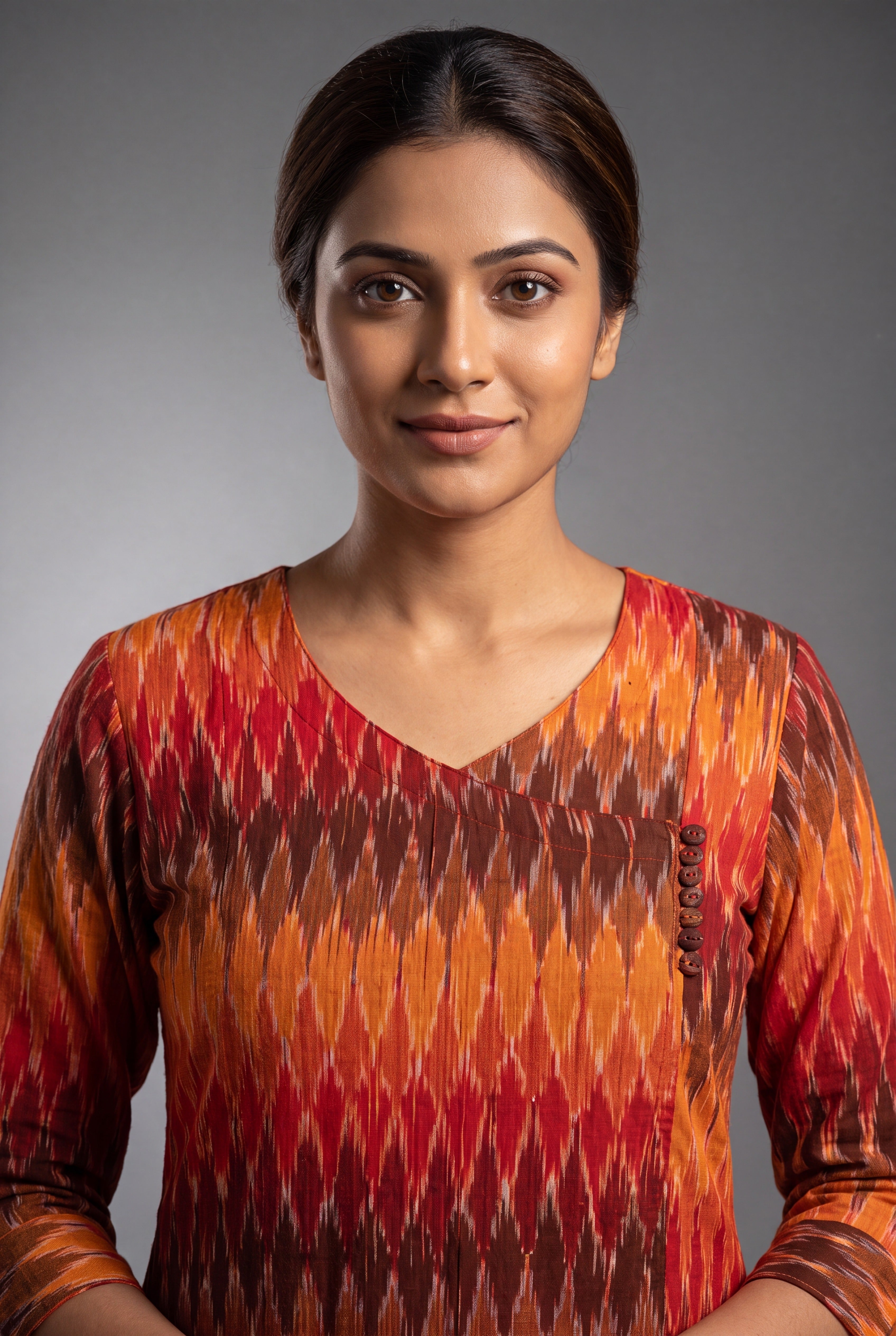 Sunset Orange Sūryāsta Angarkha Kurti