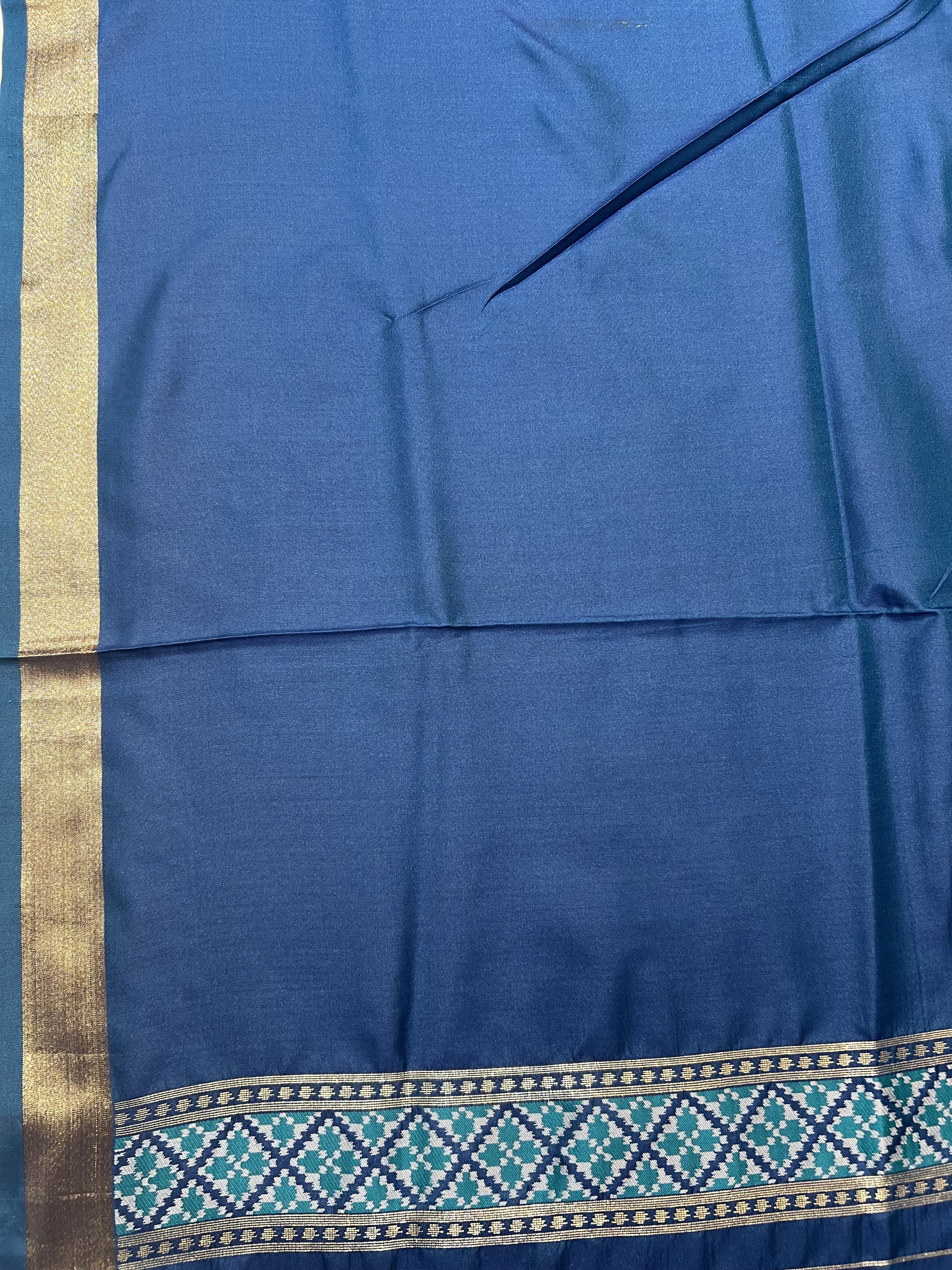 Turquoise Blue Katan Silk Paithani Saree with Geometric Shuka Pallu
