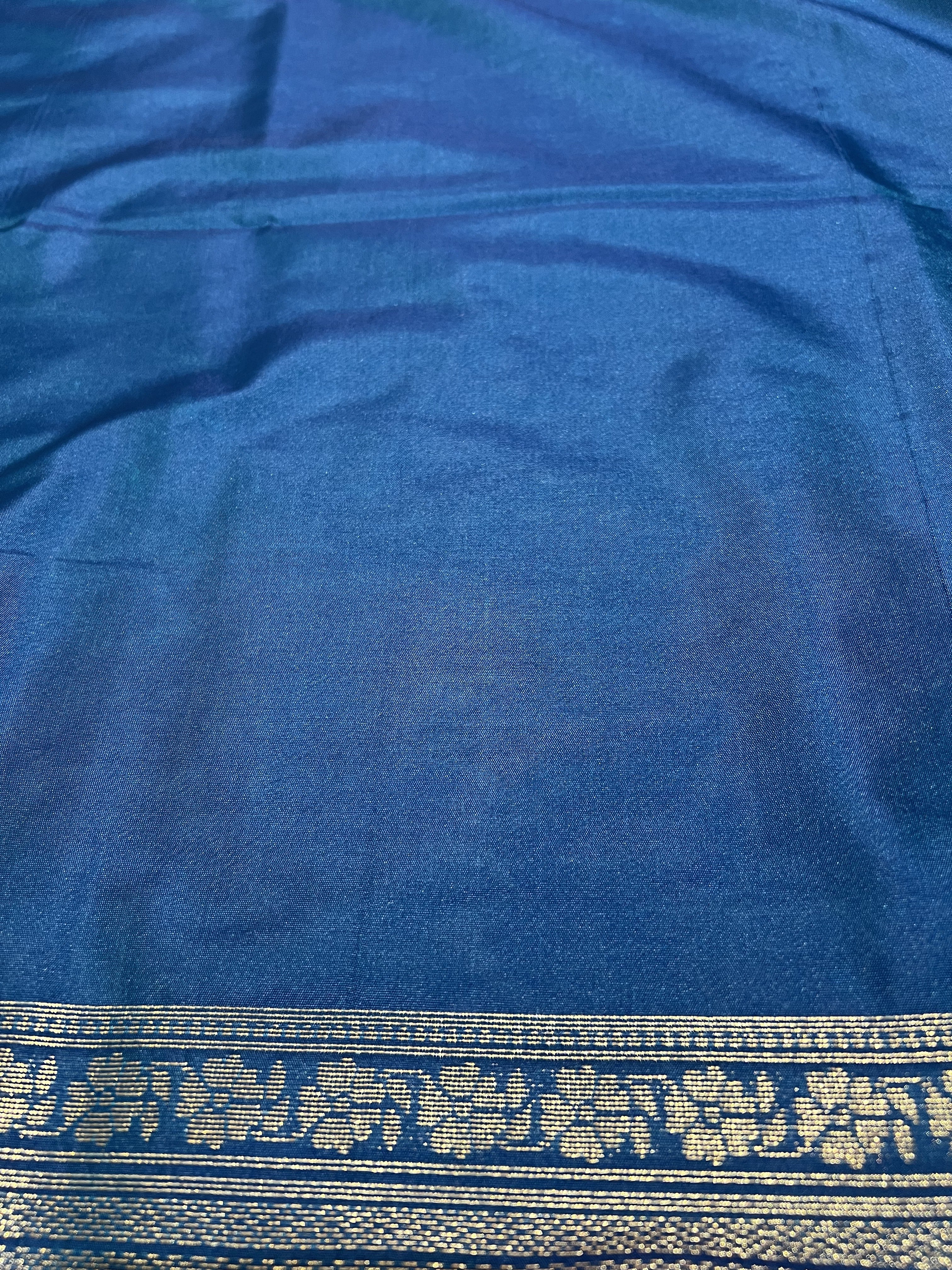 Turquoise Blue Katan Silk Patola Saree with Zariwork Navy Pallu