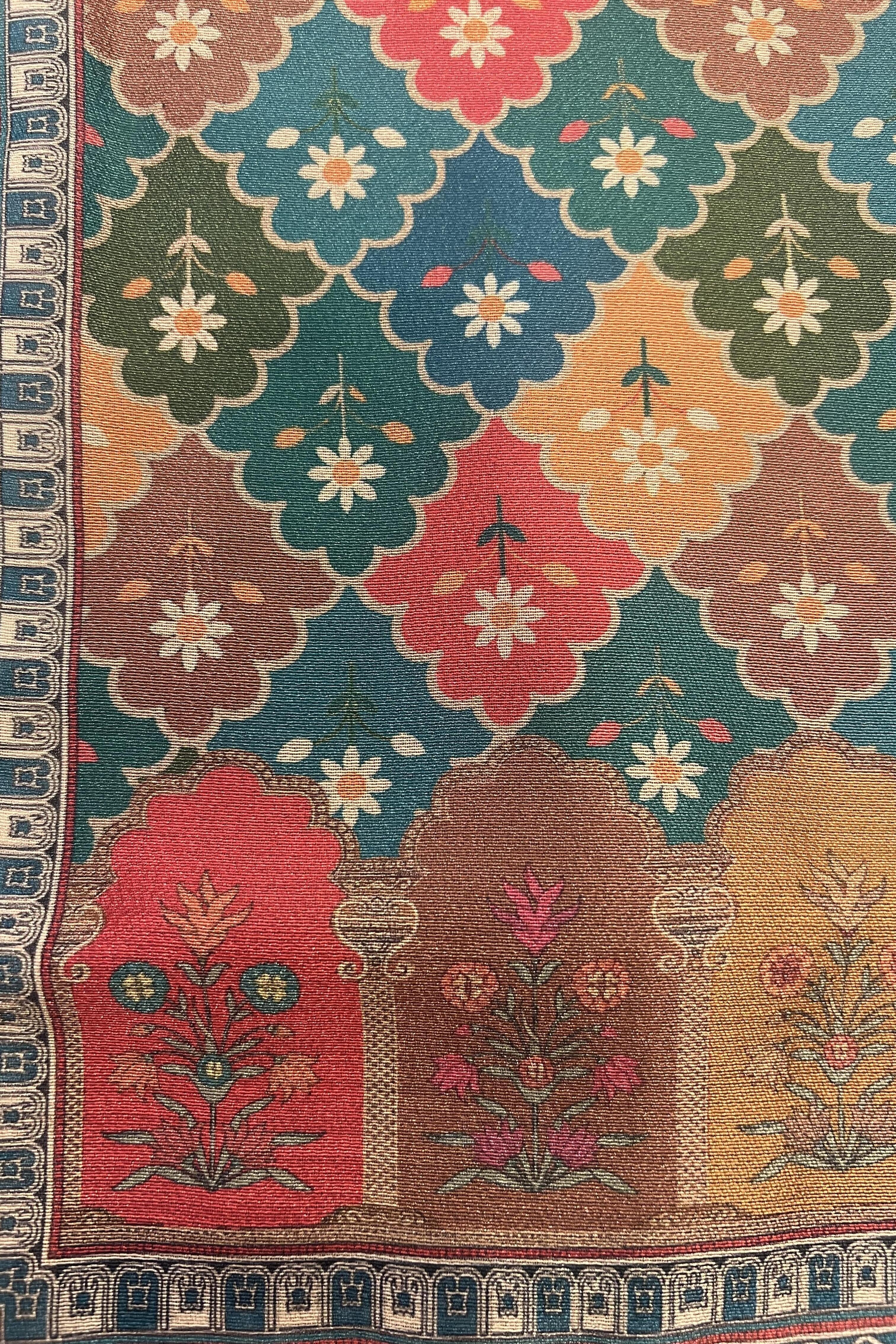 Turquoise Cārumatī Kurti with Floral Tissue Print