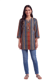 Pure Cotton Neel Jaali Short Kurti with Mandarin collar