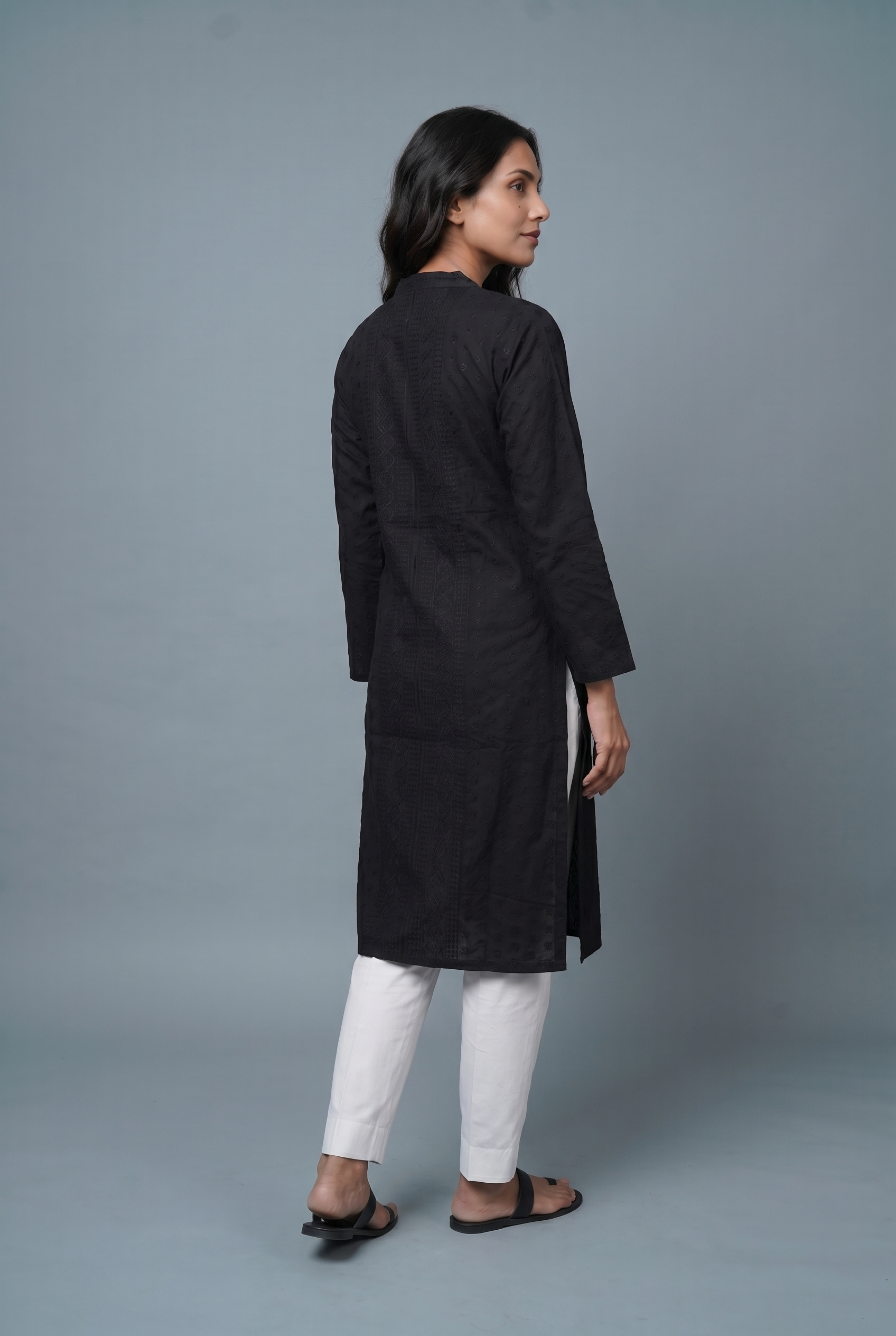 Black Cotton Chikankari Kurti