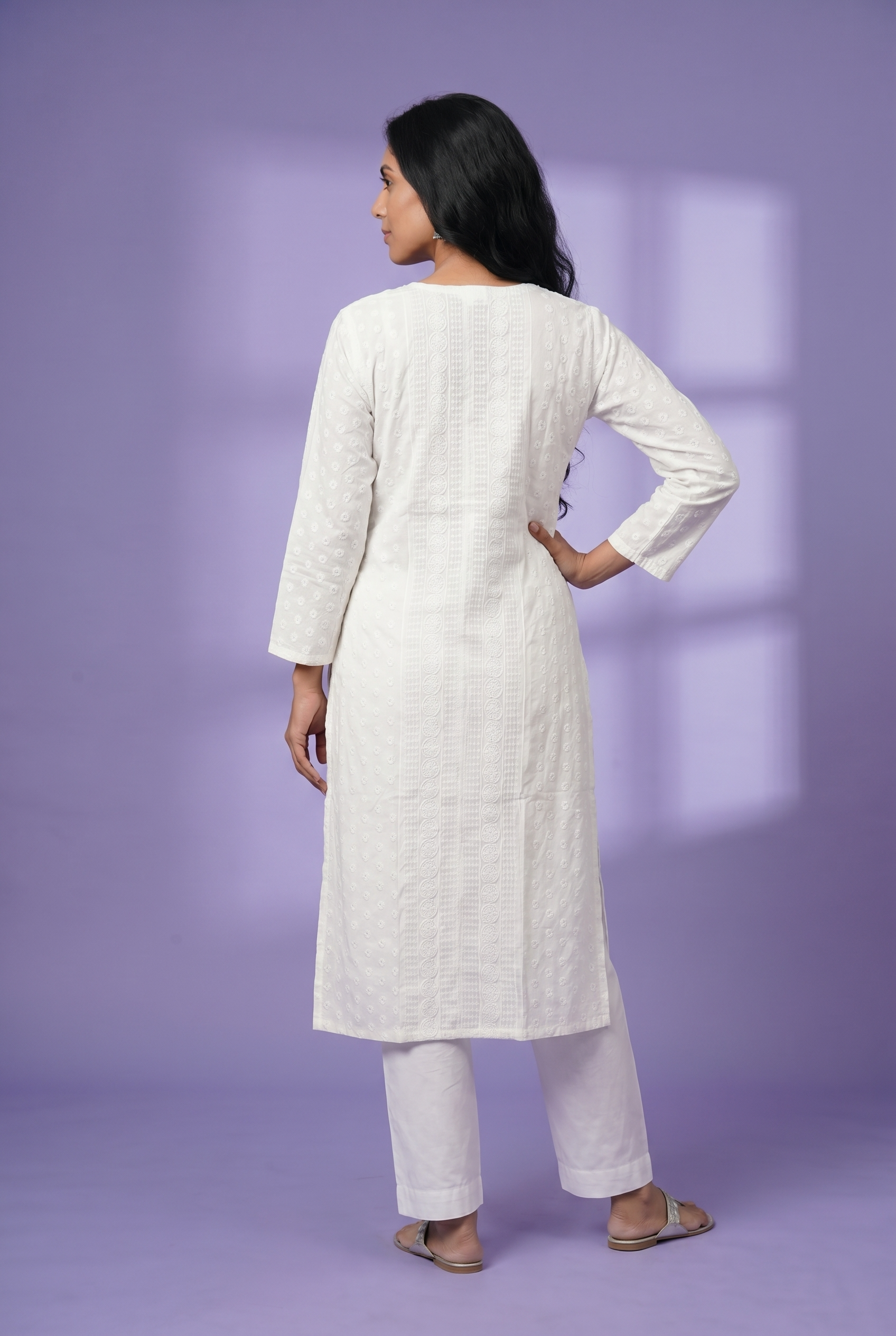 White Cotton Chikankari Kurti