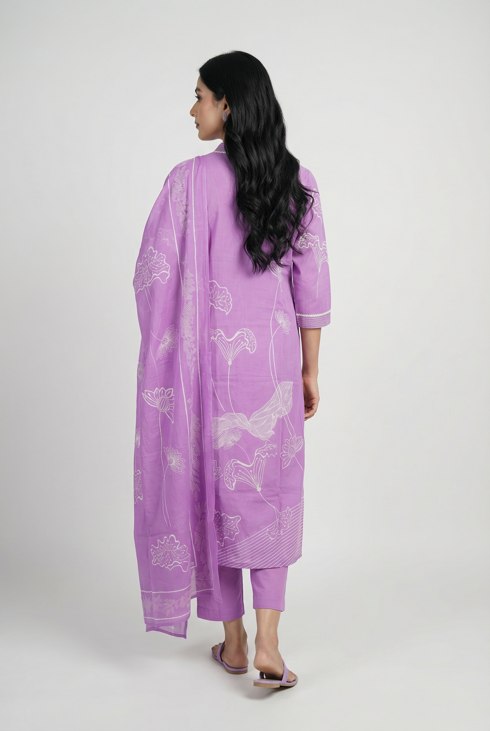 Purple Salwar Kameez with Floral Print