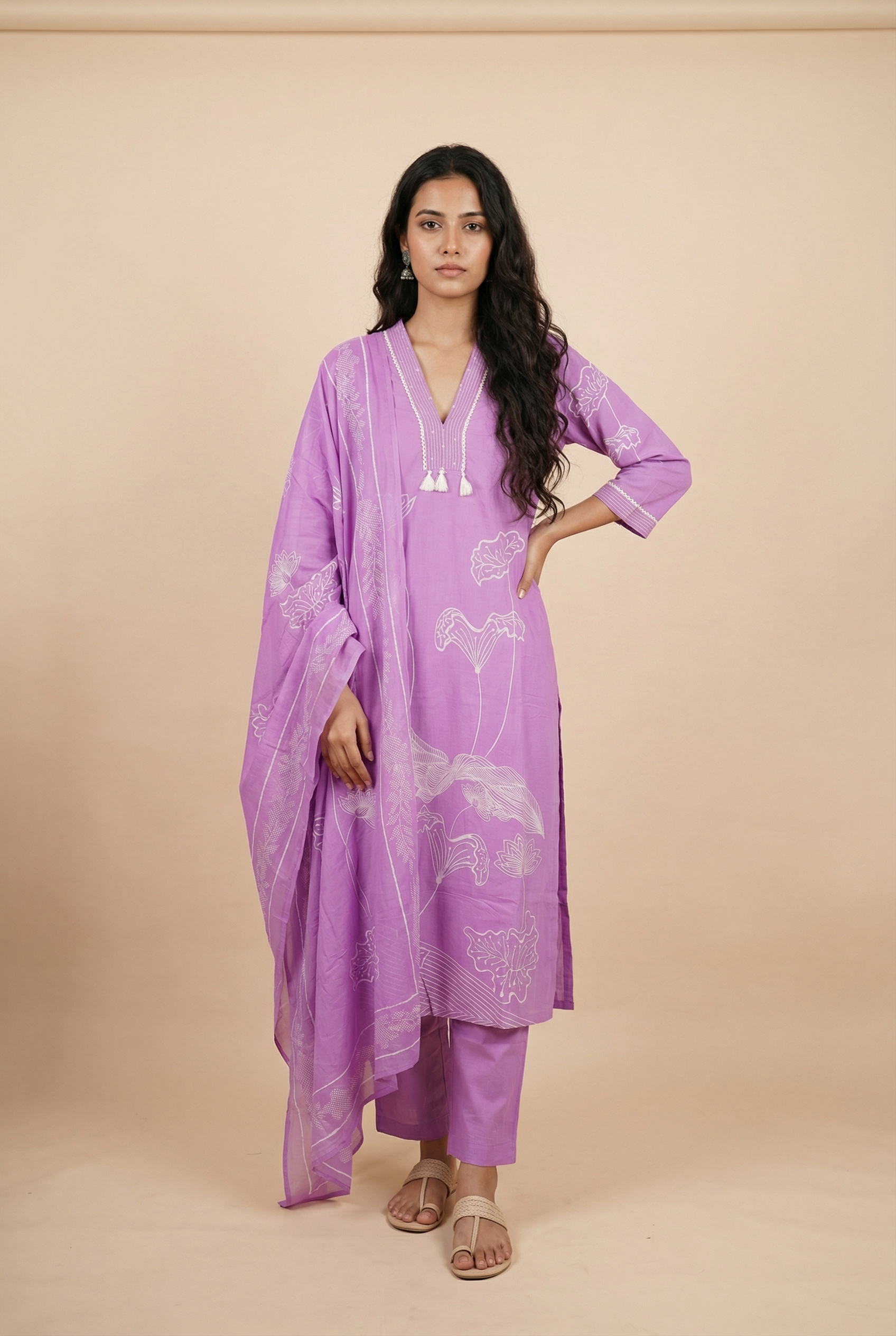 Purple Salwar Kameez with Floral Print