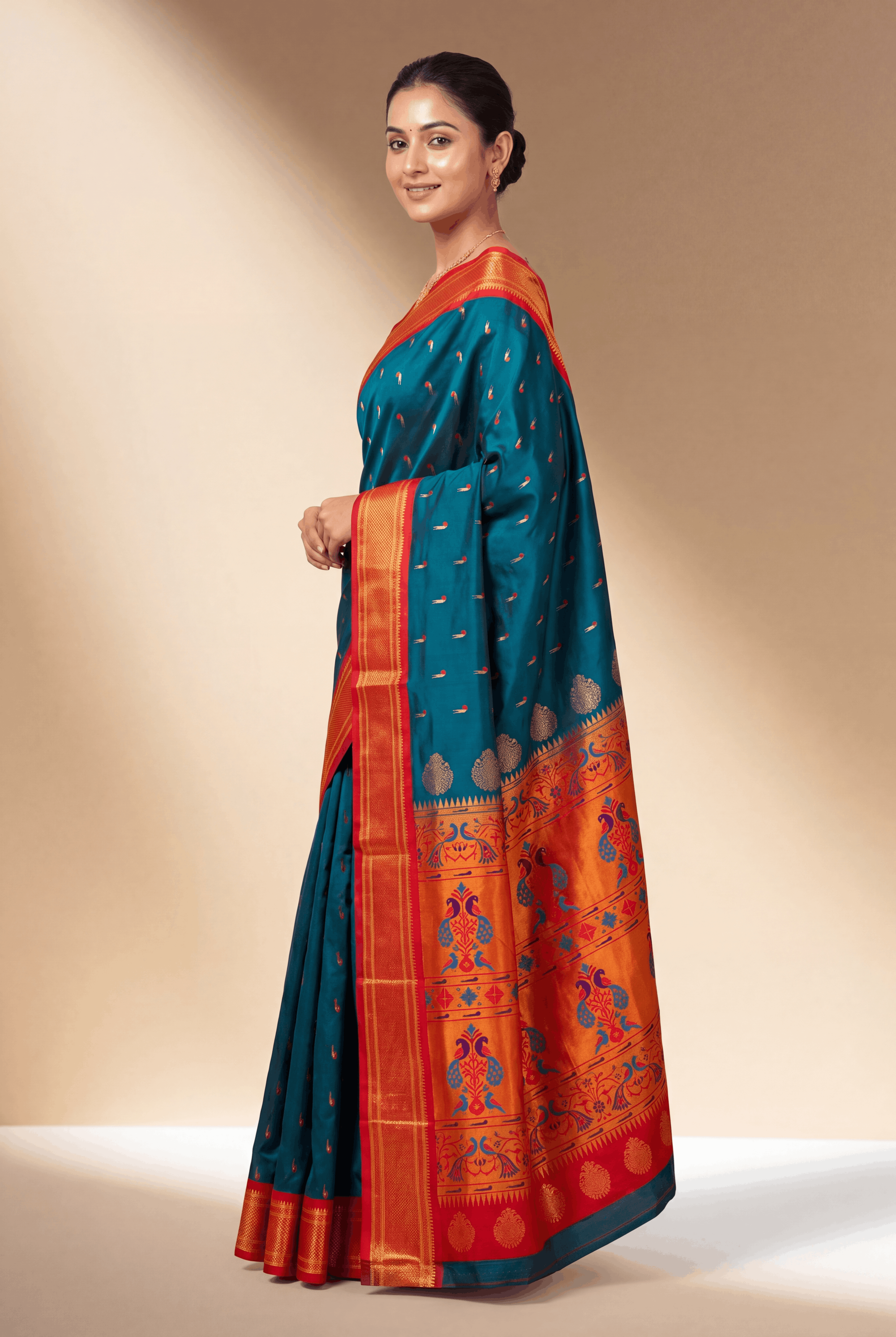 Morpankhi Blue Apurva Silk Paithani Saree - Image 2