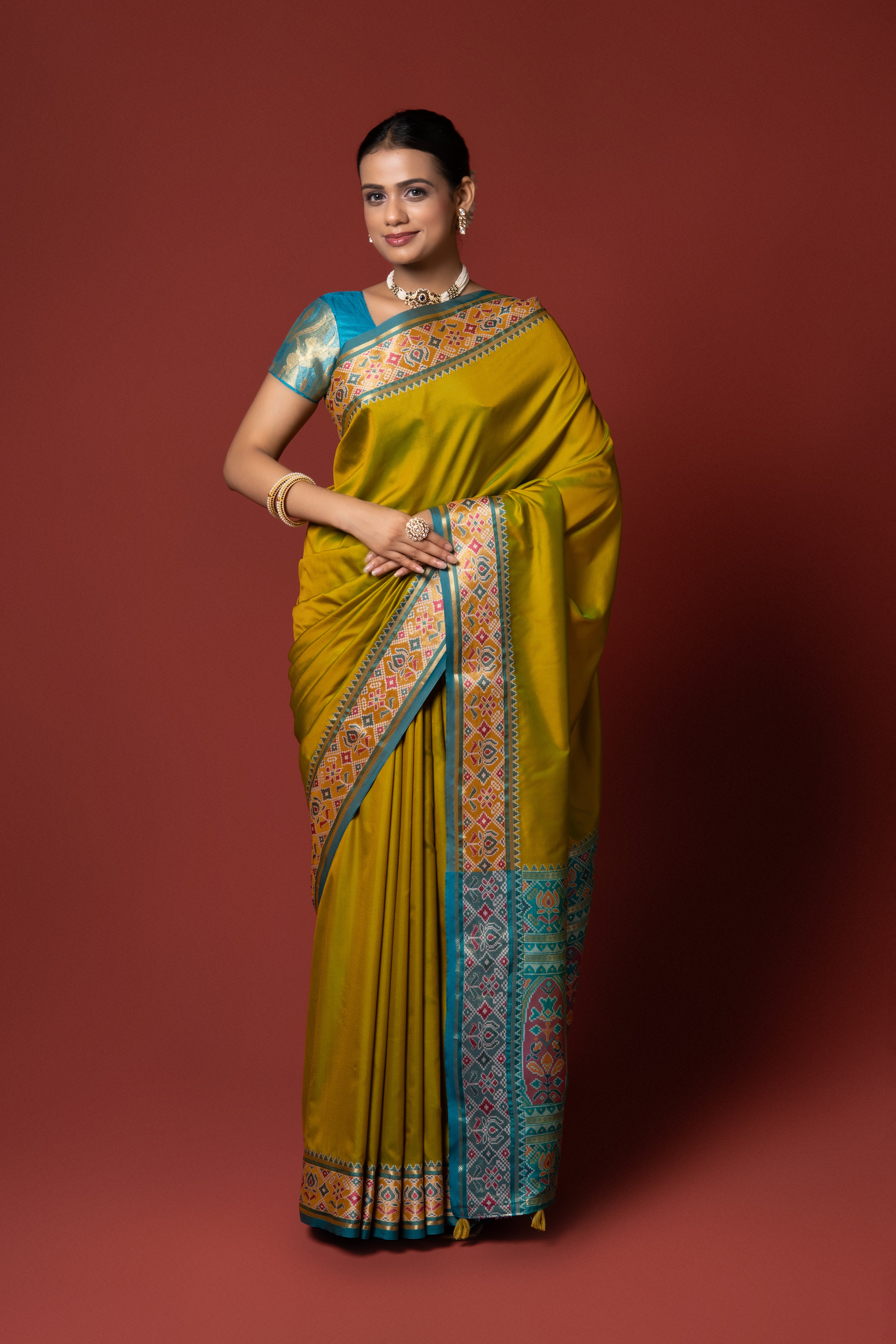 Yellow Katan Silk Banarasi Saree