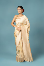 Cream Georgette Banarasi Saree