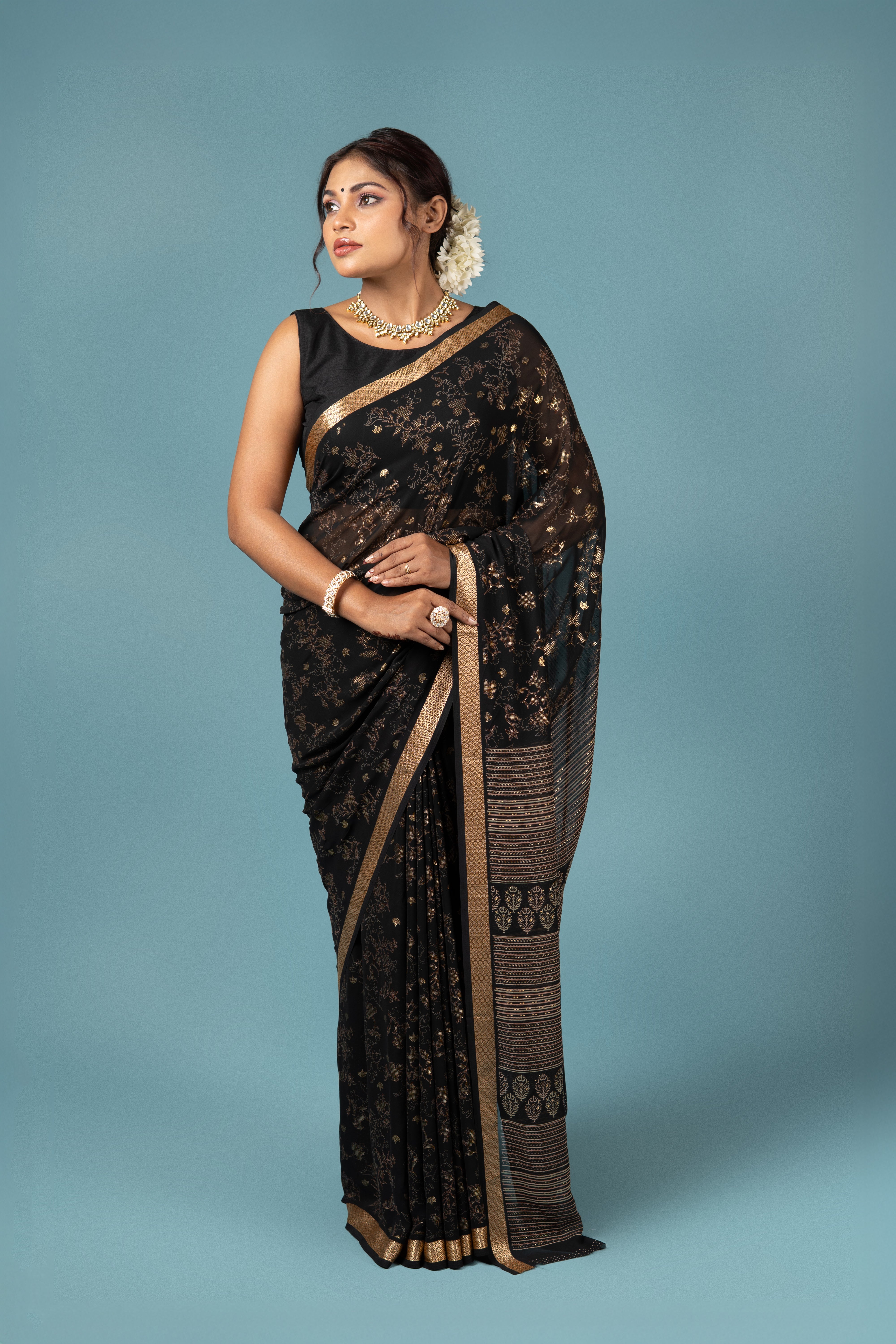 Black Chiffon Saree