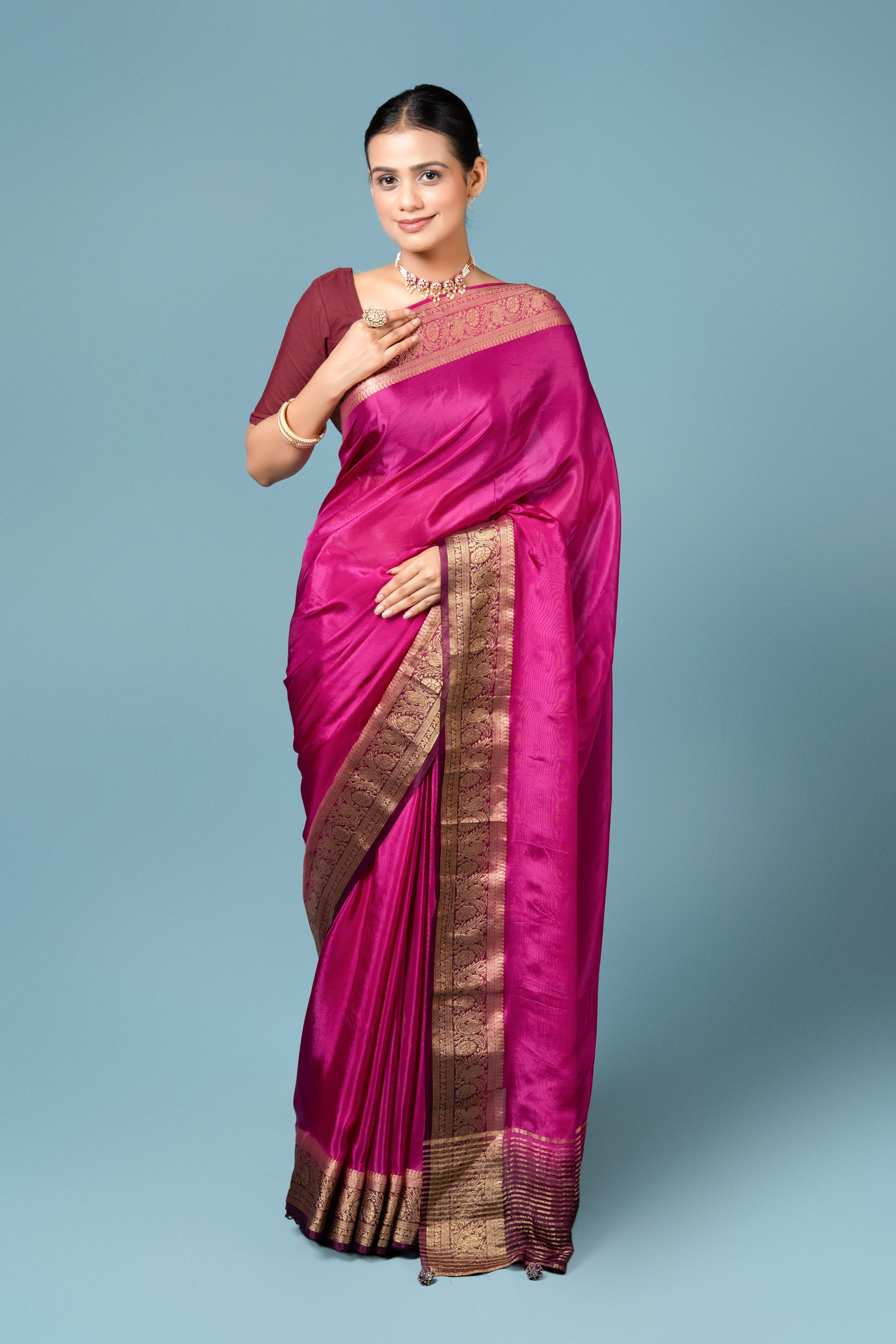 Purple Crepe Silk Saree