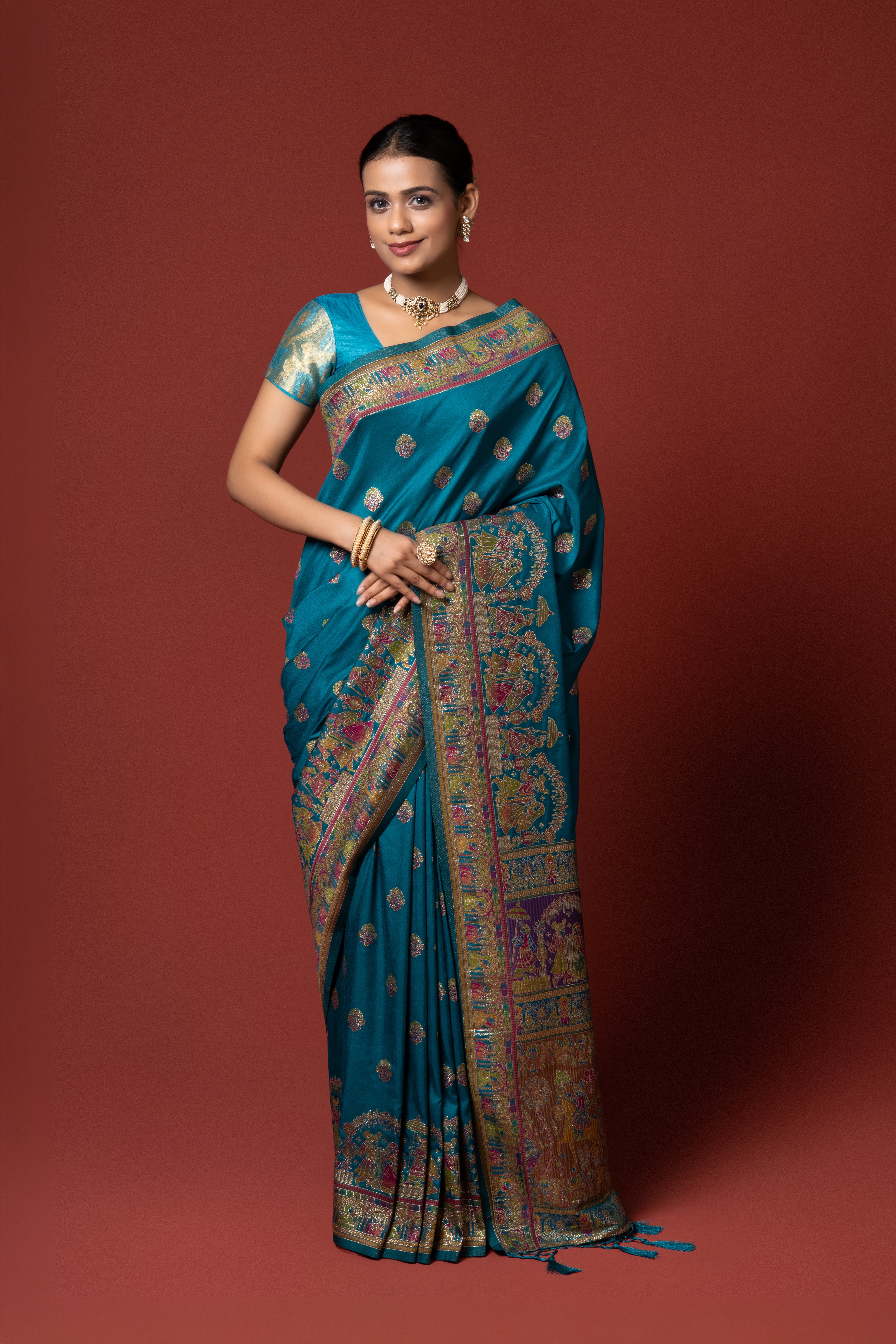 Rama Green Pashmina Saree
