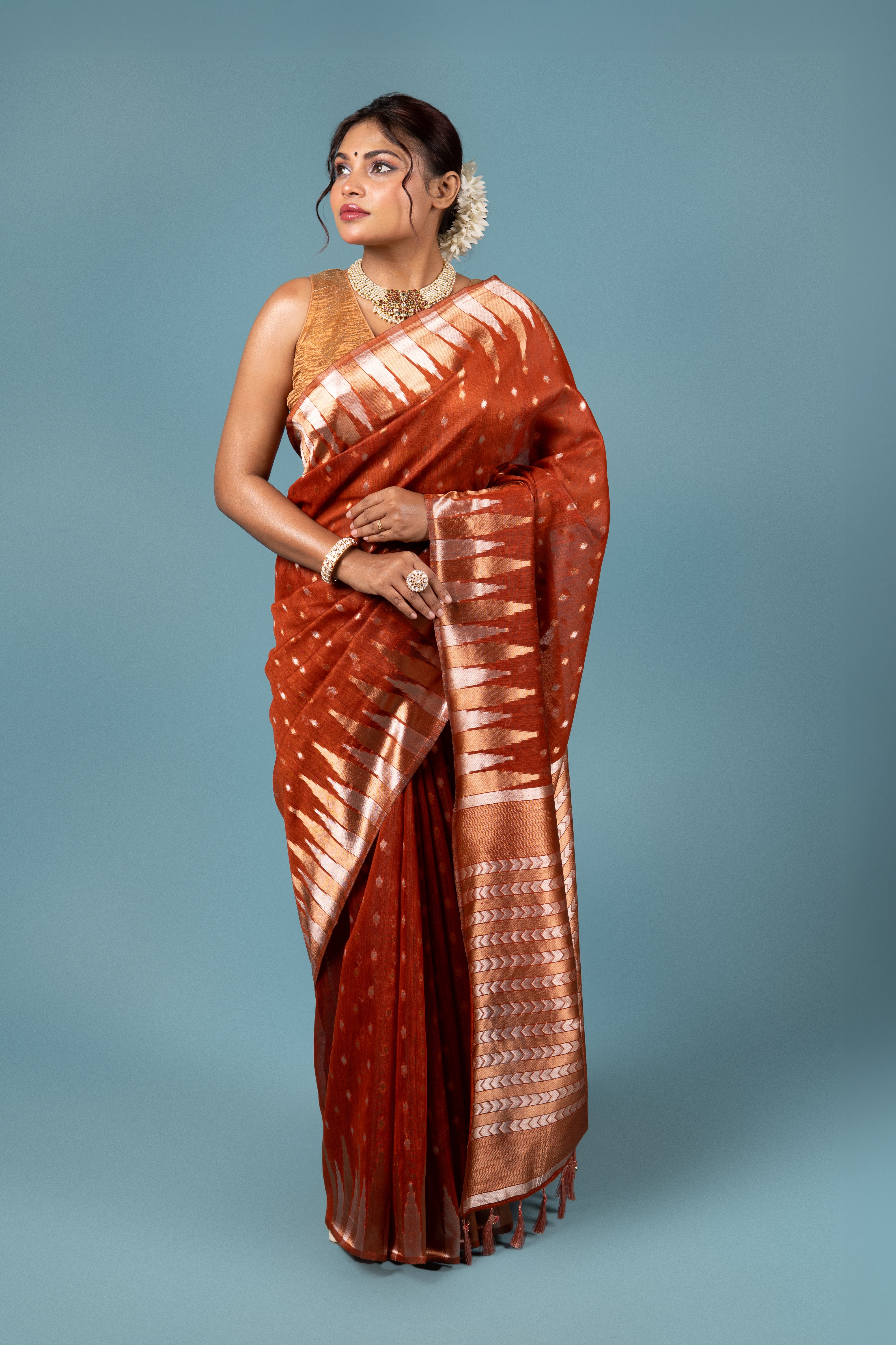 Rust Cotton Saree