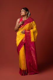 Yellow Apurva Silk Gadwal Saree