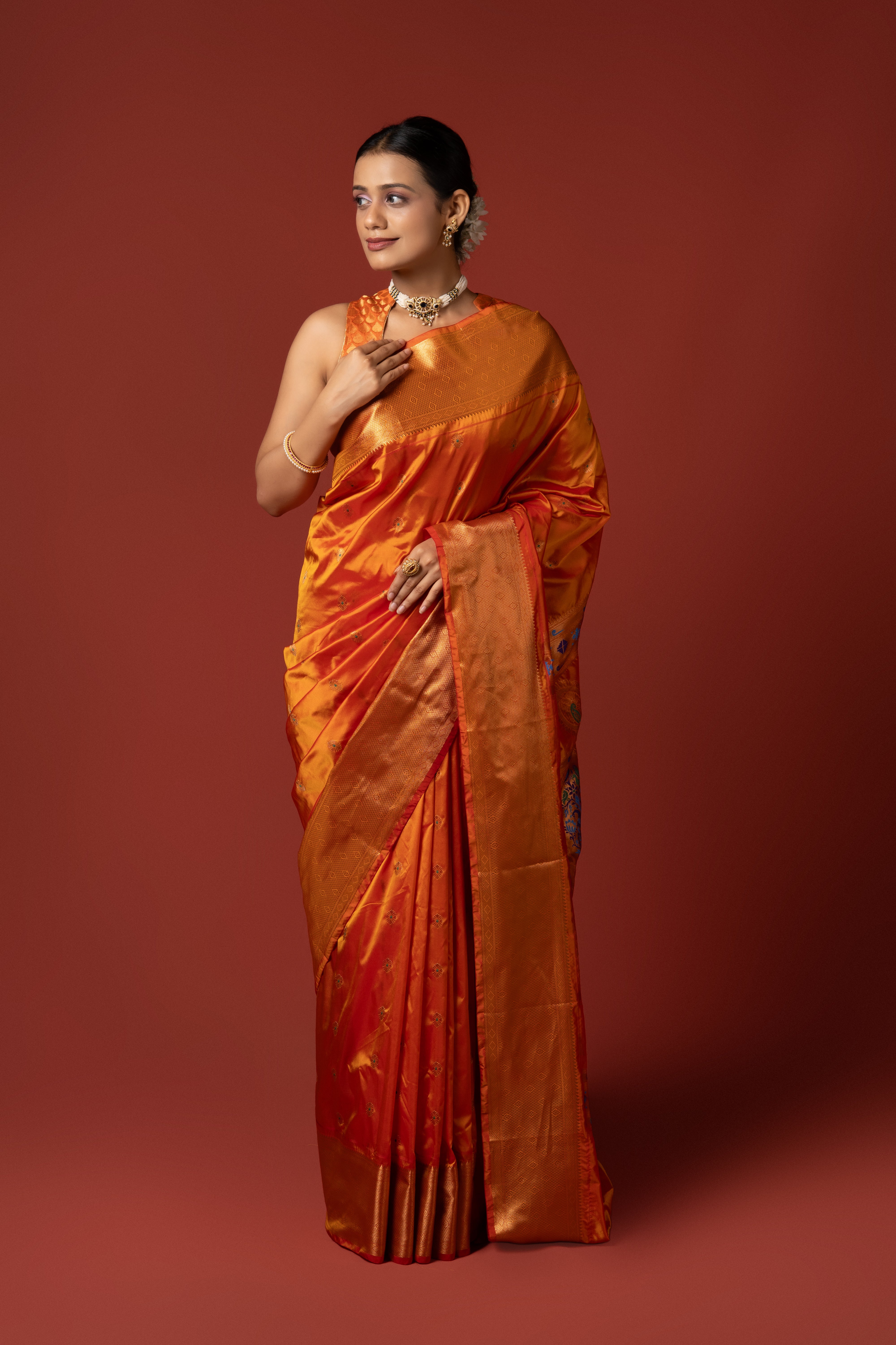 Orange Apurva Silk Paithani Saree