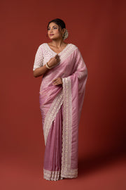 Purple Organza Saree With Stone Work
