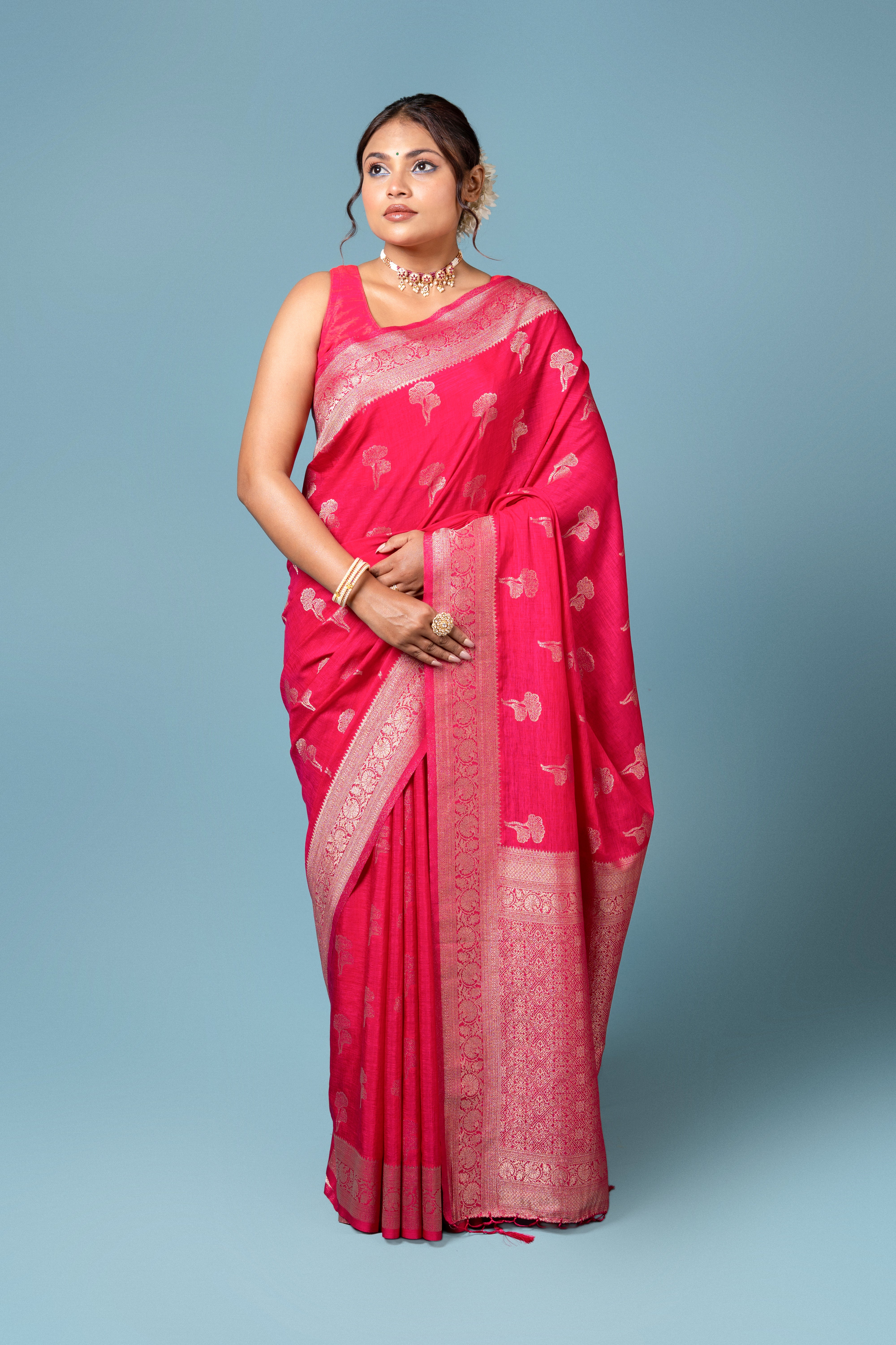 Dark Pink Georgette Saree