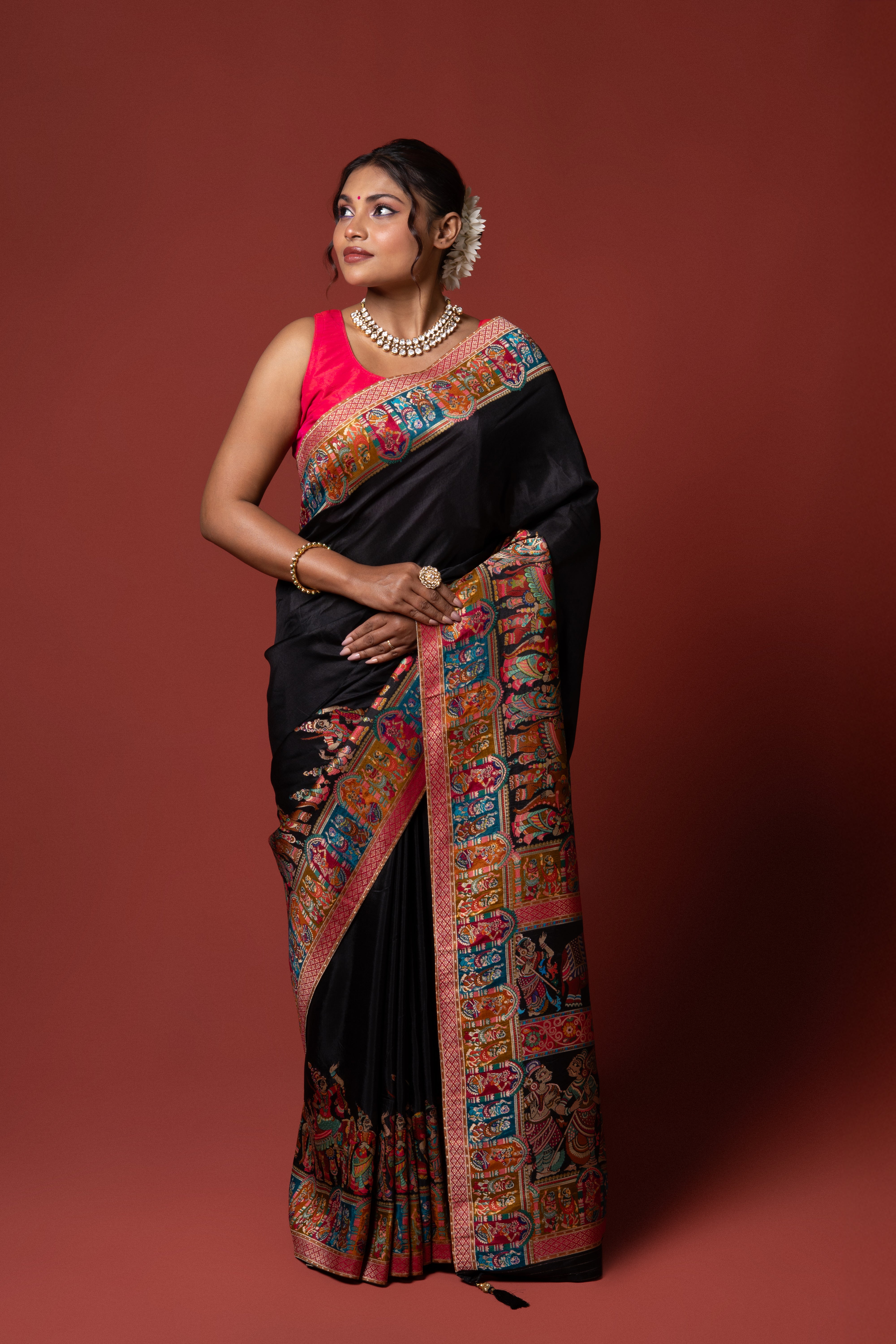 Black Katan Silk Saree