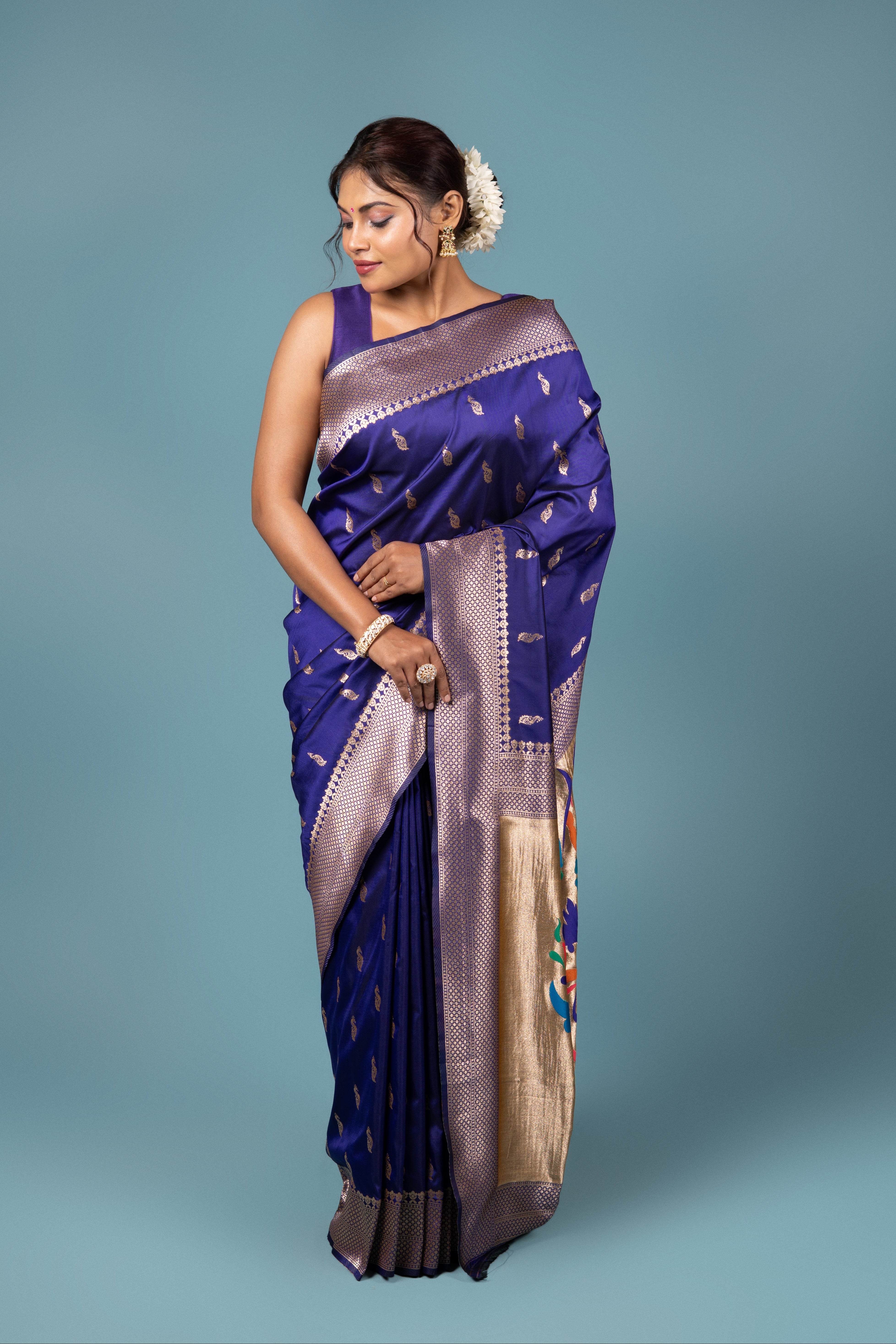 Purple Katan Silk Paithani Saree