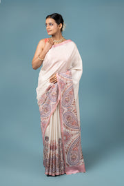 Cream Tussar Silk Saree