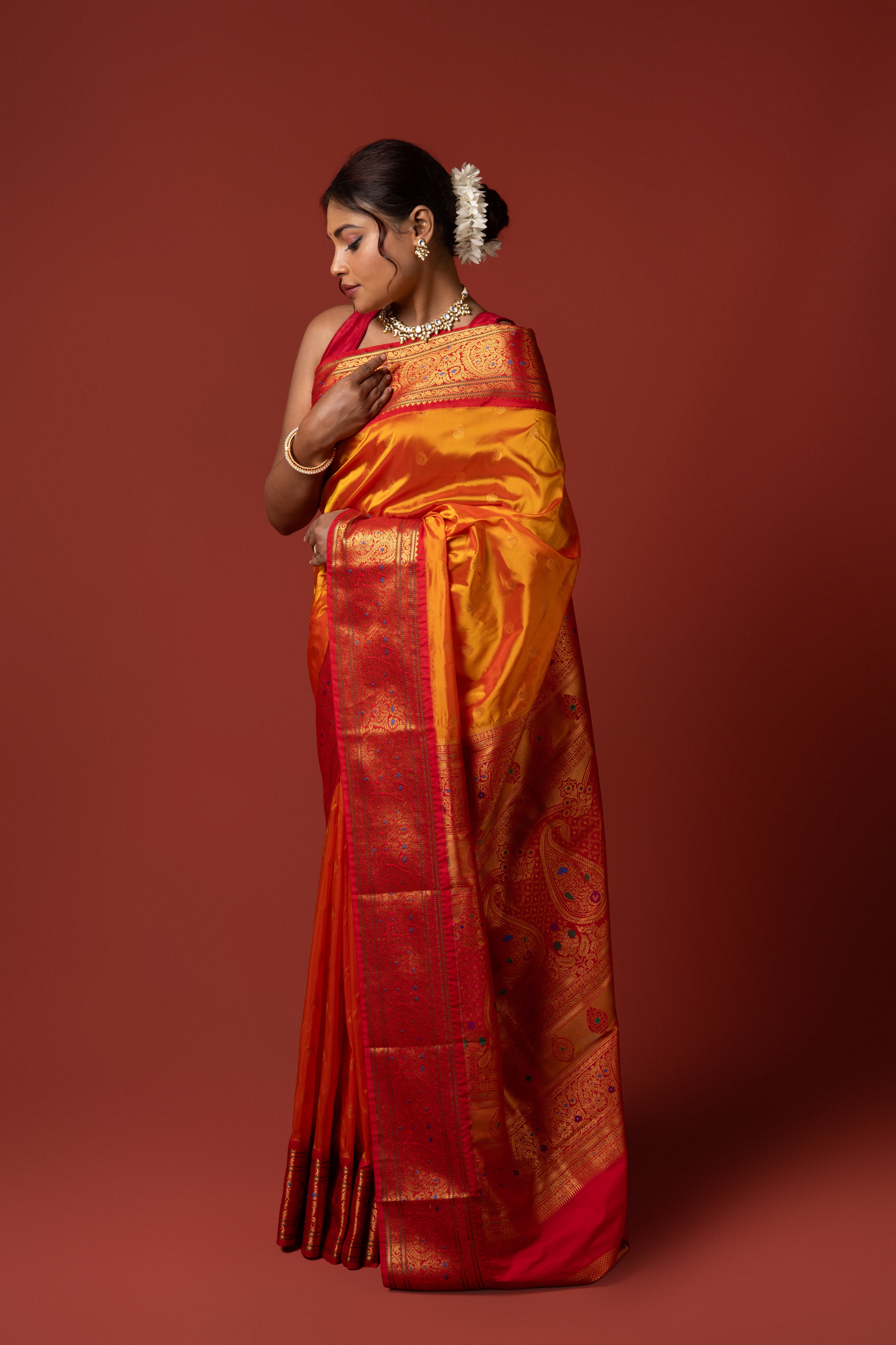 Orange Apurva Silk Paithani Saree