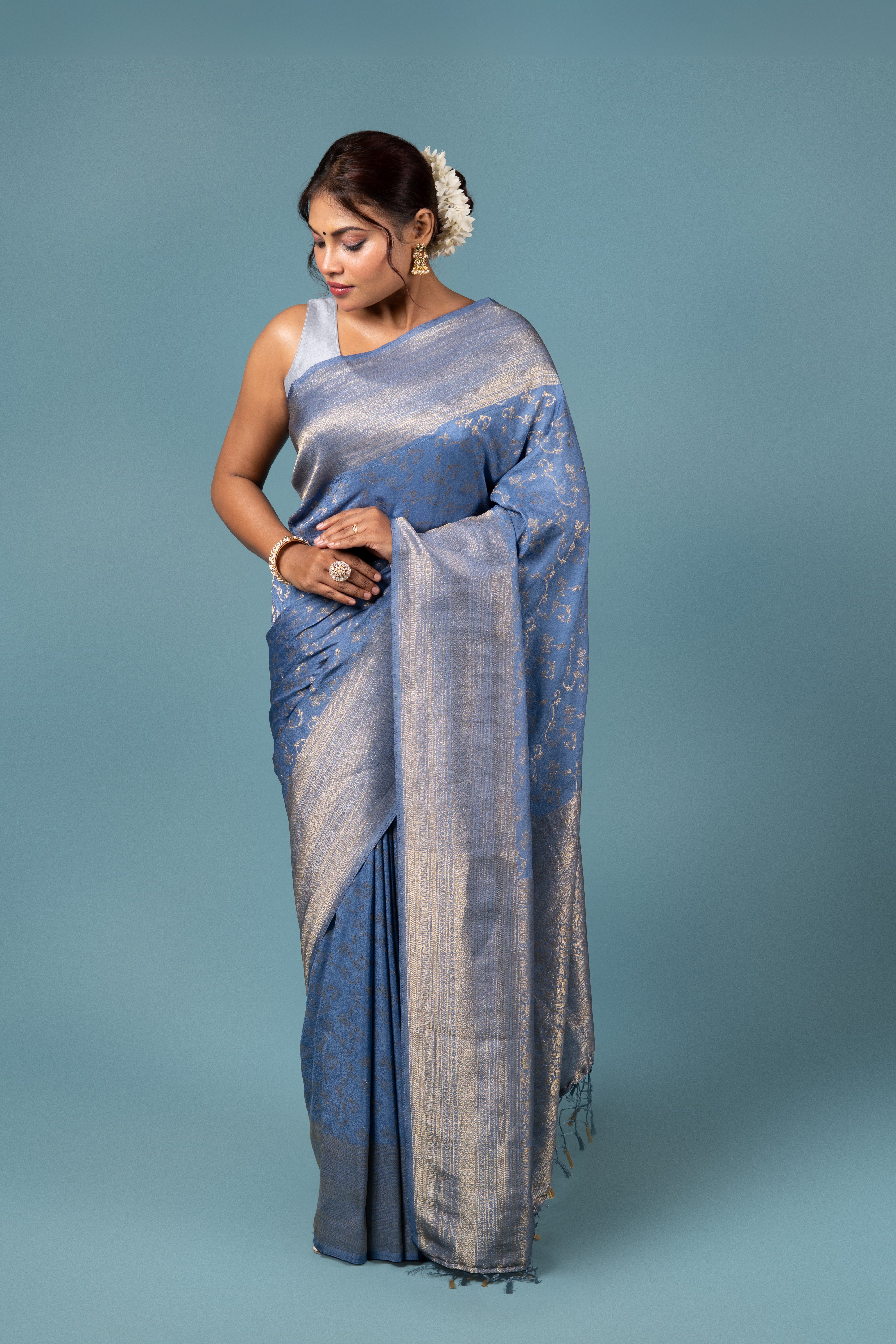Blue Georgette Saree