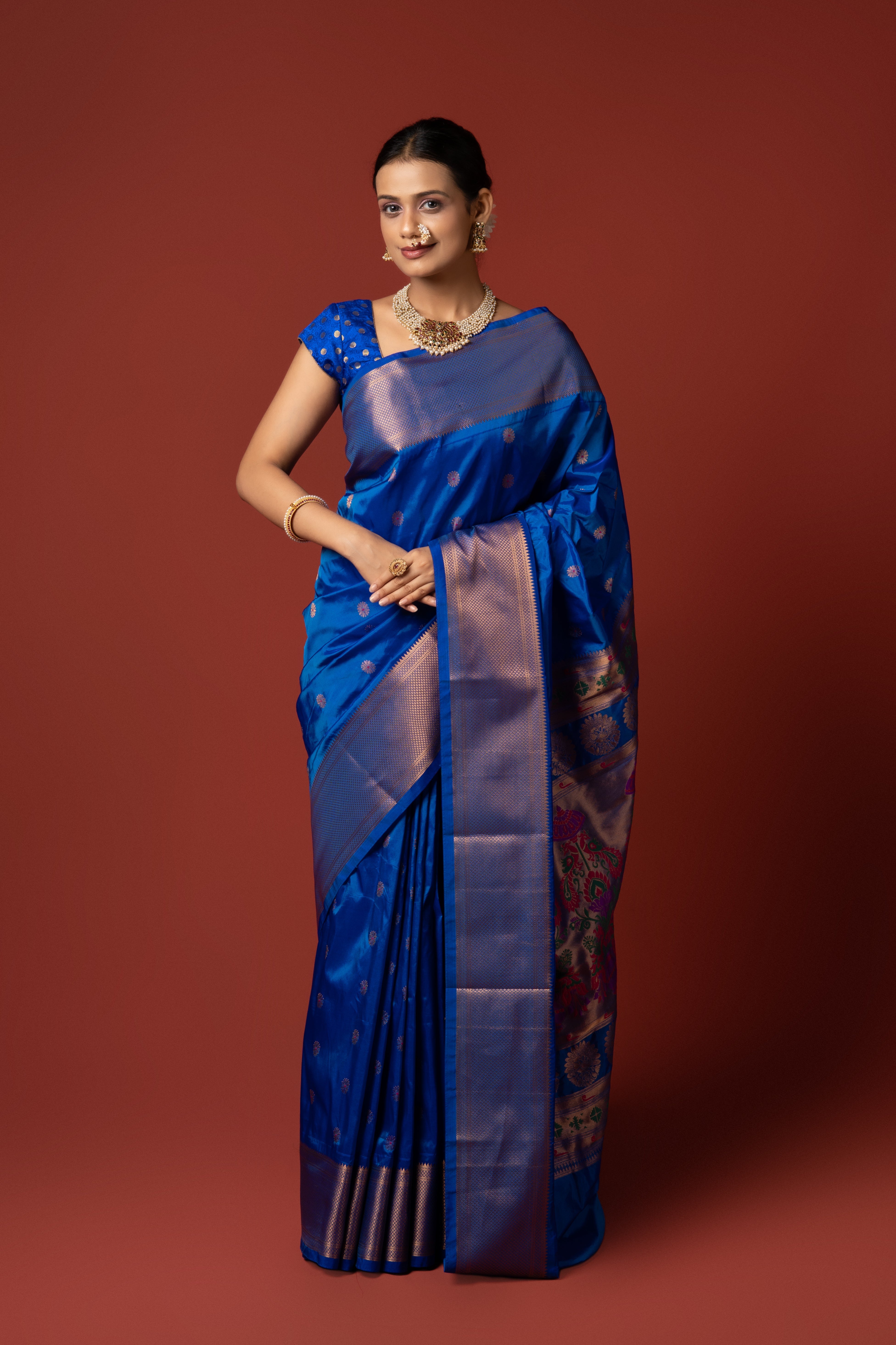 Blue Apurva Silk Paithani Saree