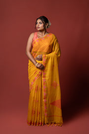 Yellow Cotton Saree