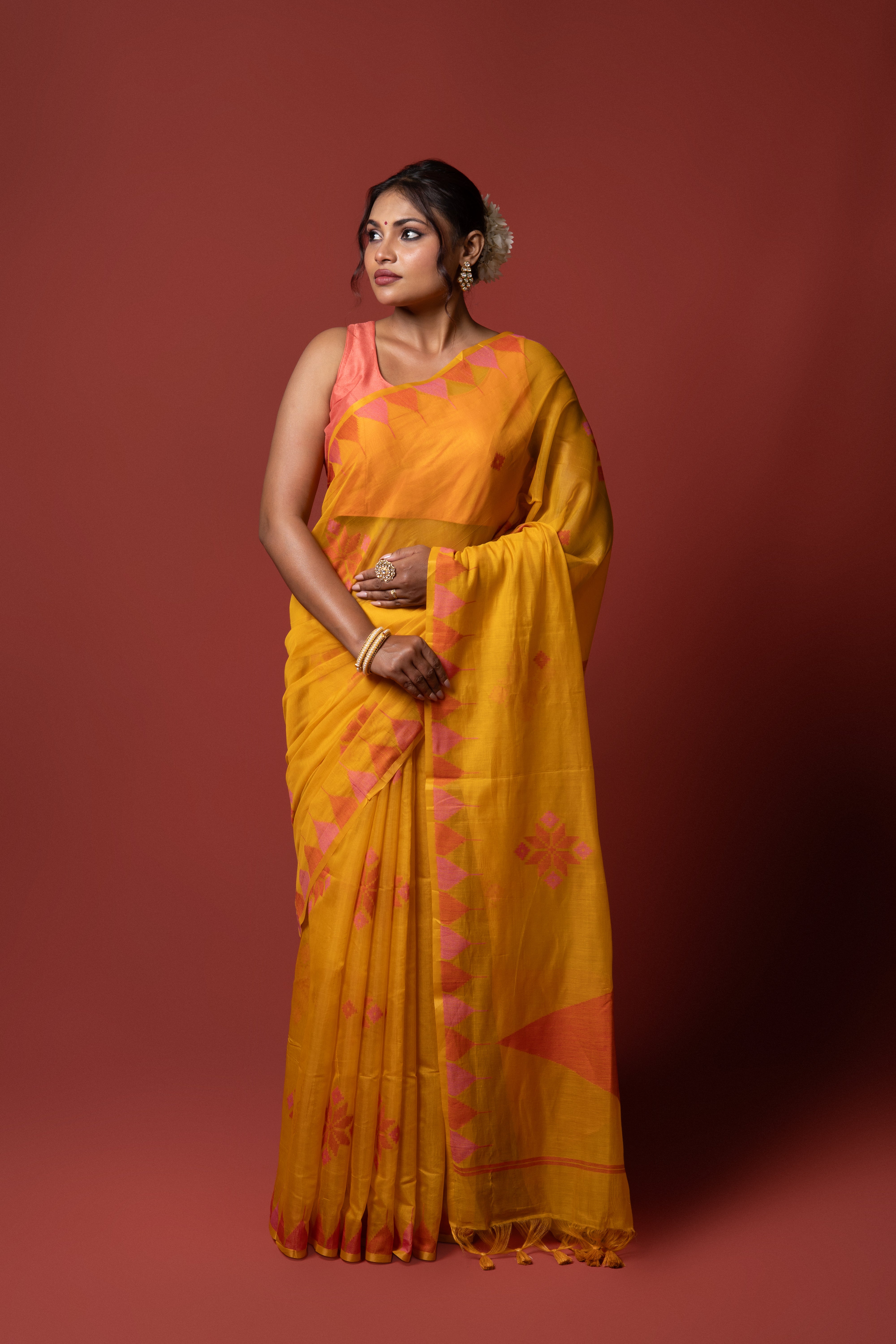Yellow Cotton Saree