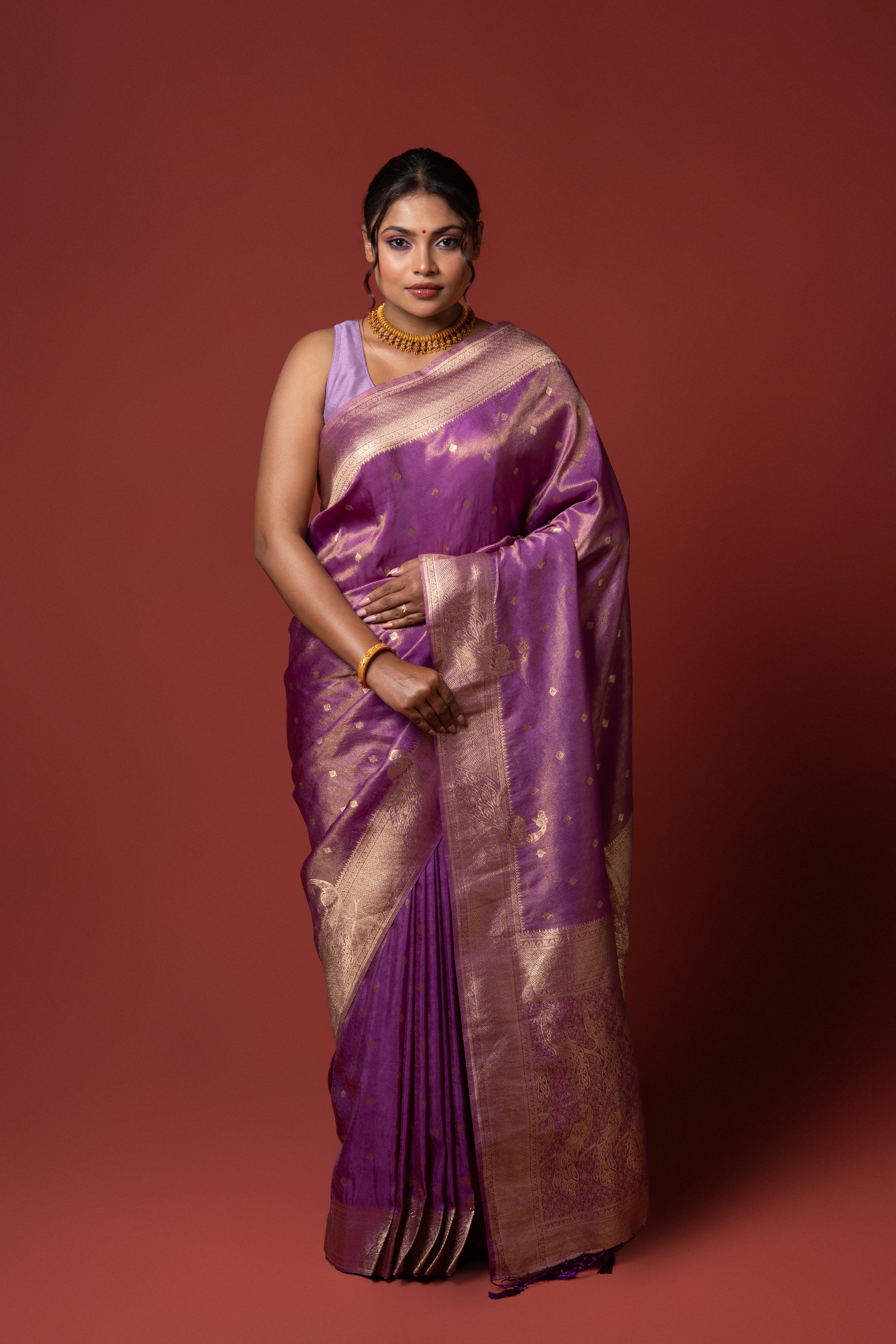 Lavendar Tissue Silk Saree