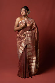 Rust Tussar Silk Saree
