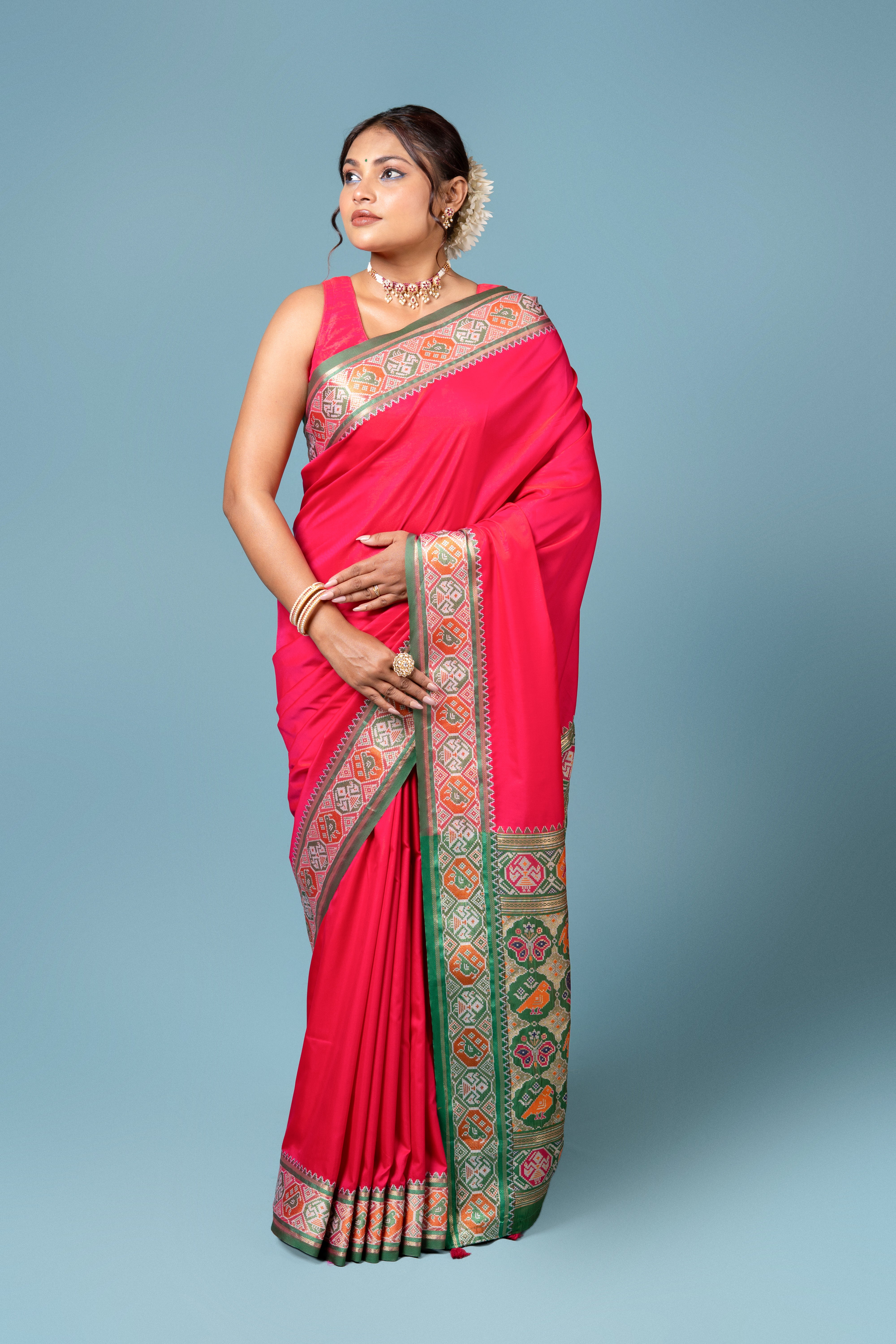 Dark Pink Katan Silk Banarasi Saree