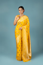 Mustard Yellow Georgette Banarasi Saree
