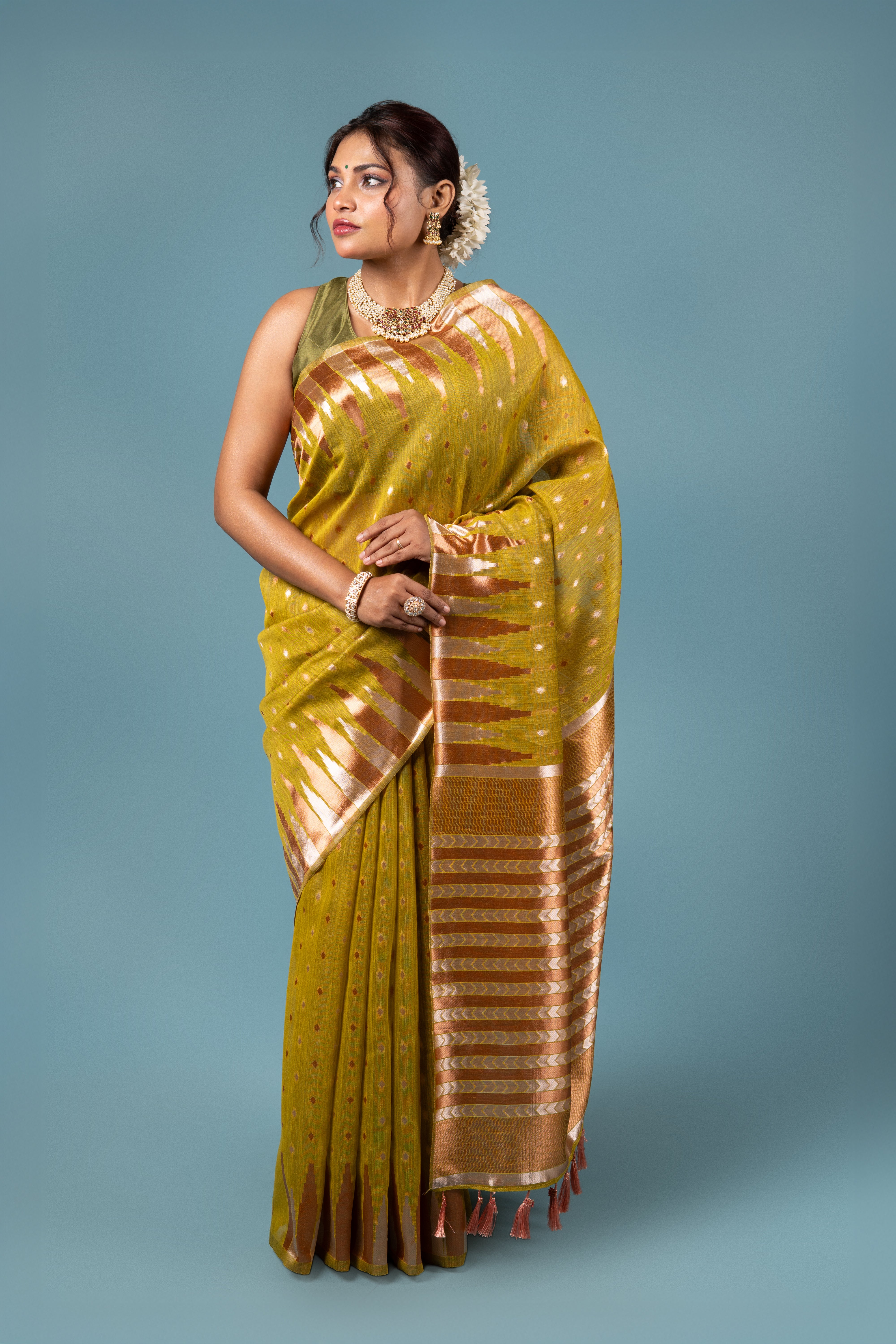 Mehndi Cotton Saree