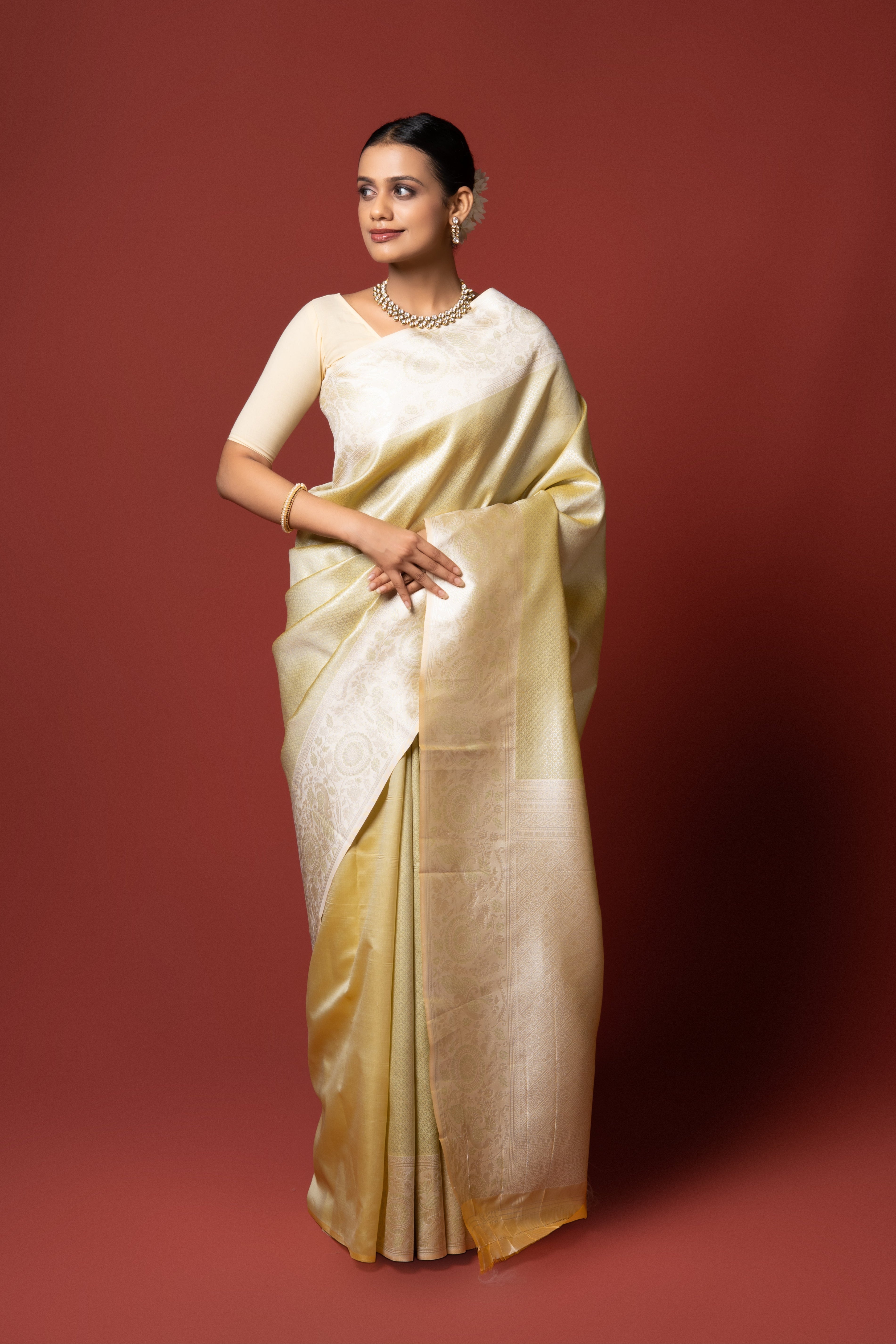 Yellow Tissue Silk Saree