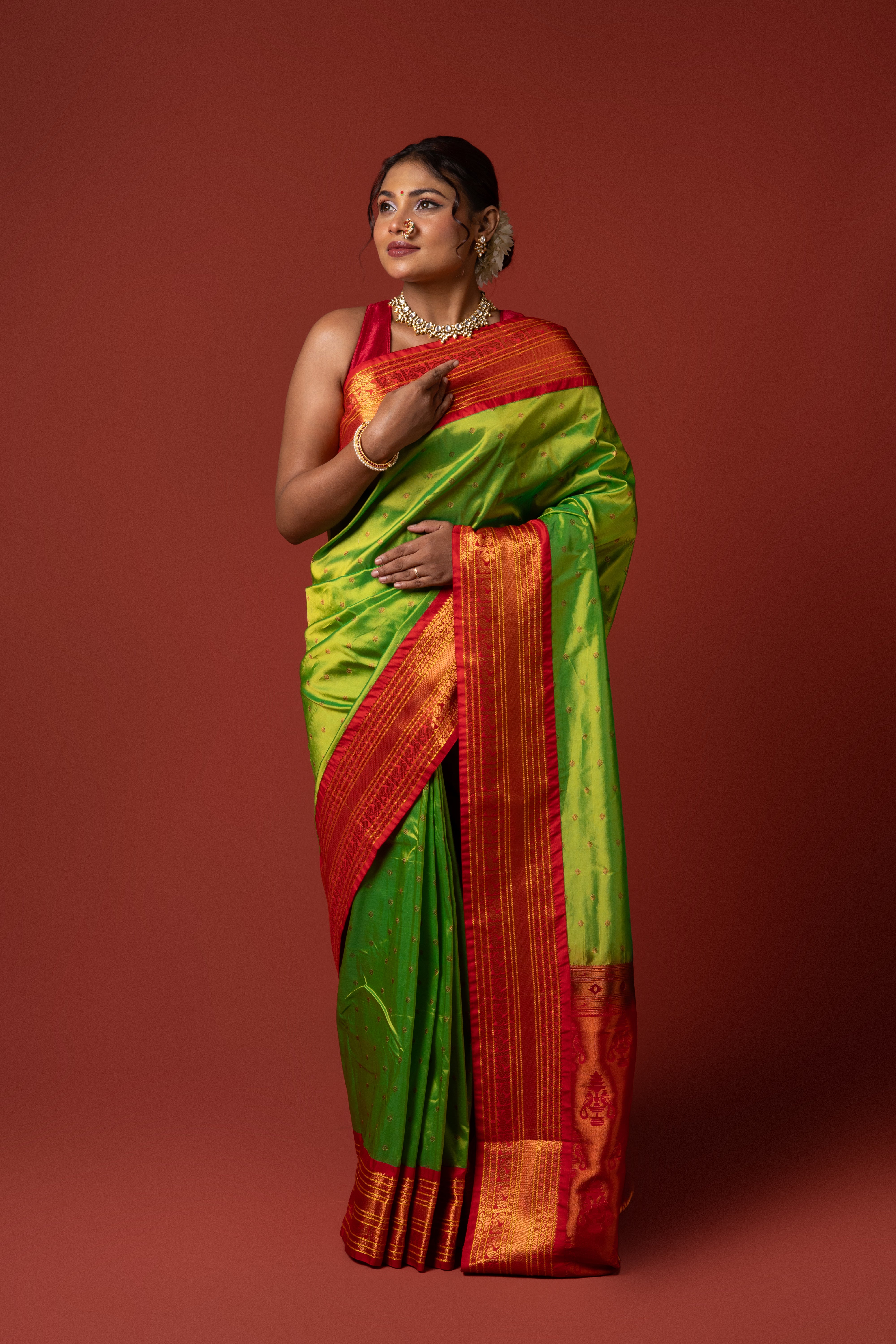 Parrot Green Apurva Silk Paithani Saree