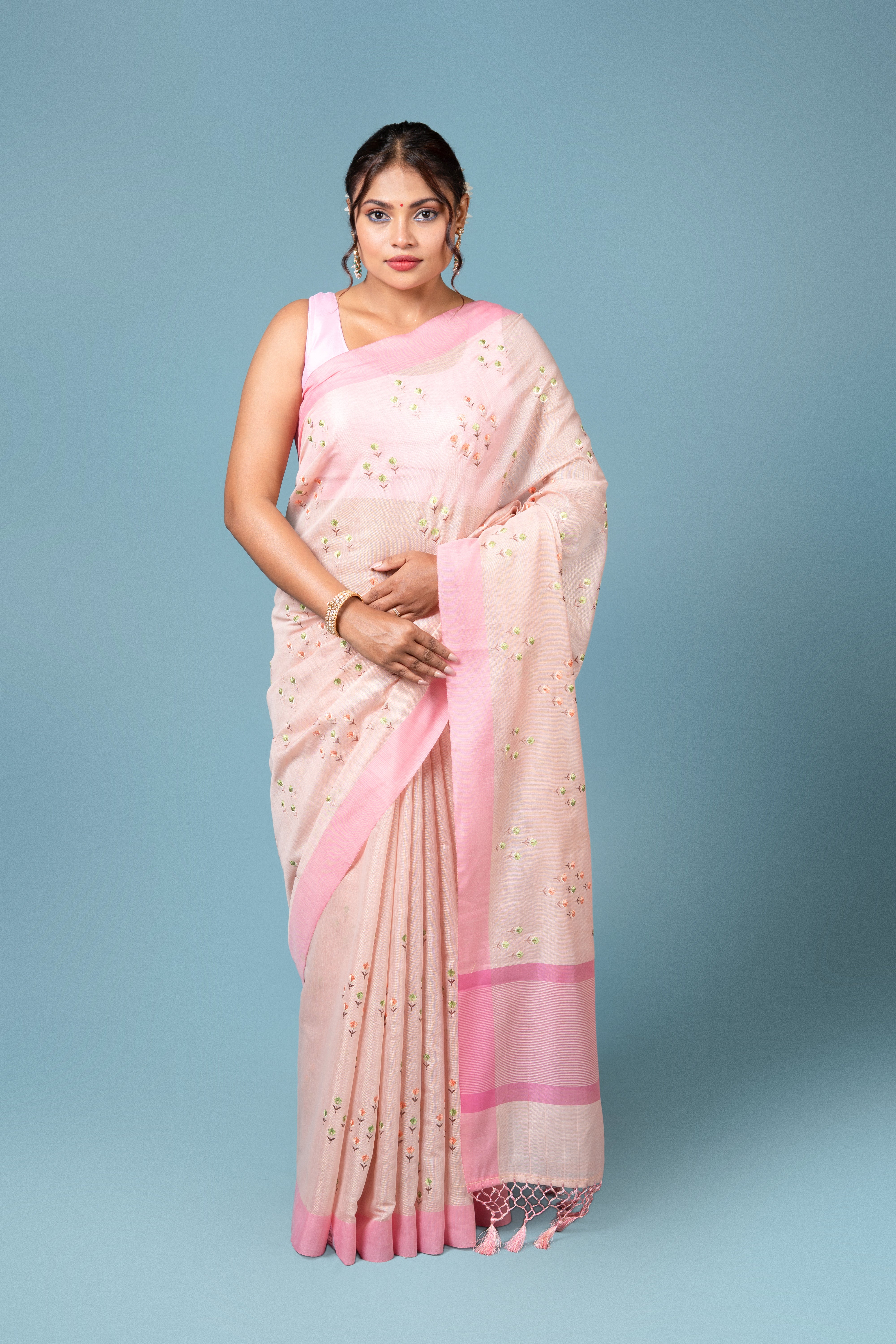 Pink Cotton Saree