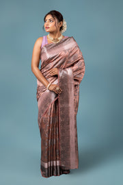 Rose Gold Tussar Silk Saree